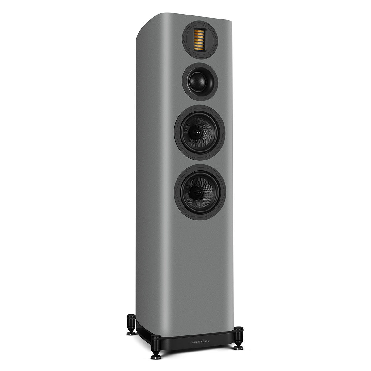 Wharfedale Evo 5.4 Dual 6-inch 3-way Floorstanding Speakers - Grey - single speaker without grille angled right