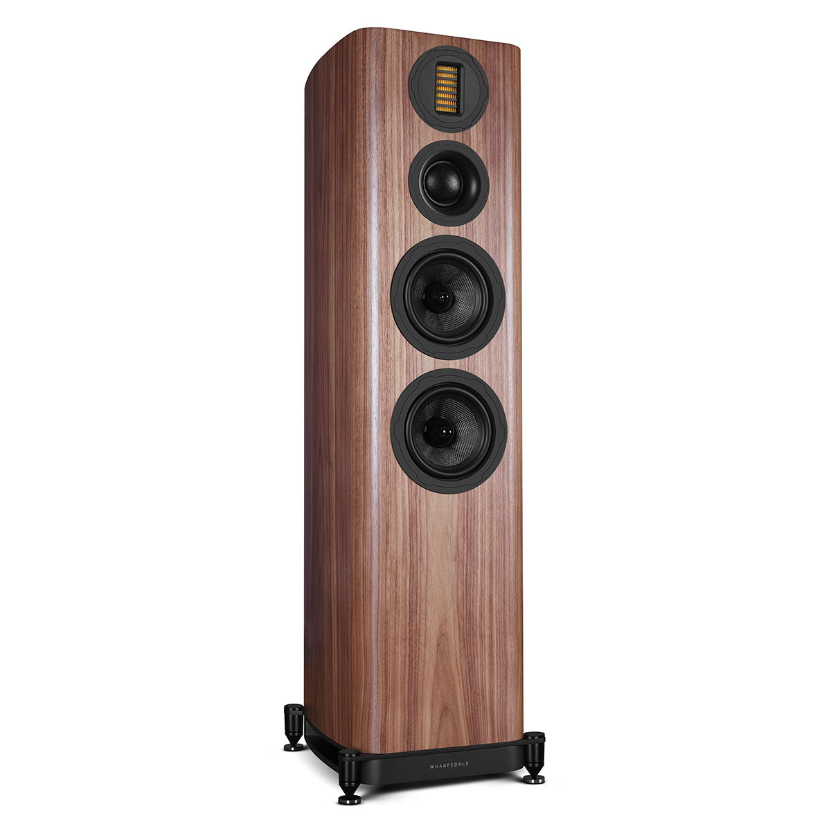 Wharfedale Evo 5.4 Dual 6-inch 3-way Floorstanding Speakers - Walnut - single speaker with grille angled right