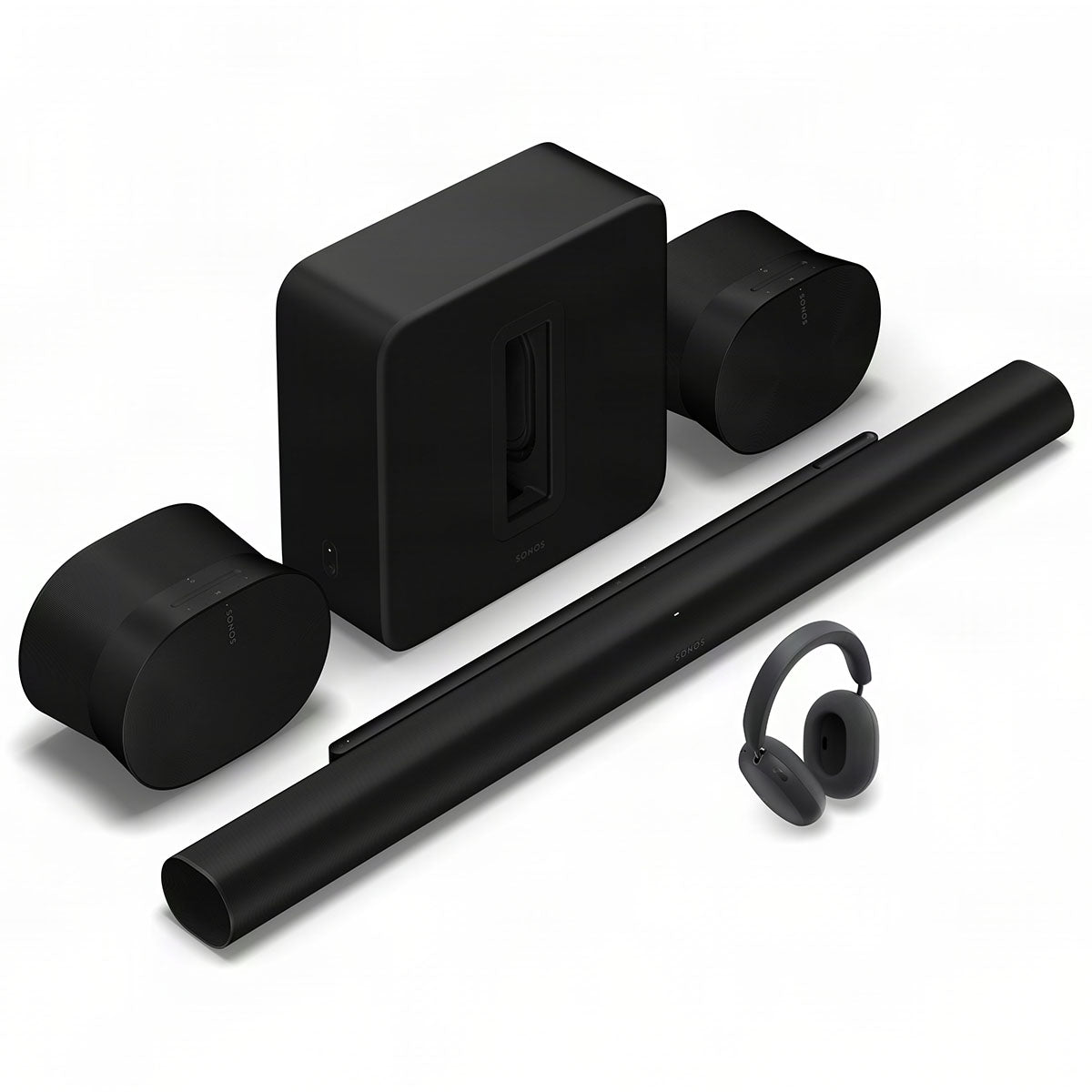 Sonos Ace Ultra Wireless Over-Ear Headphones - black - unit in front of other Sonos products