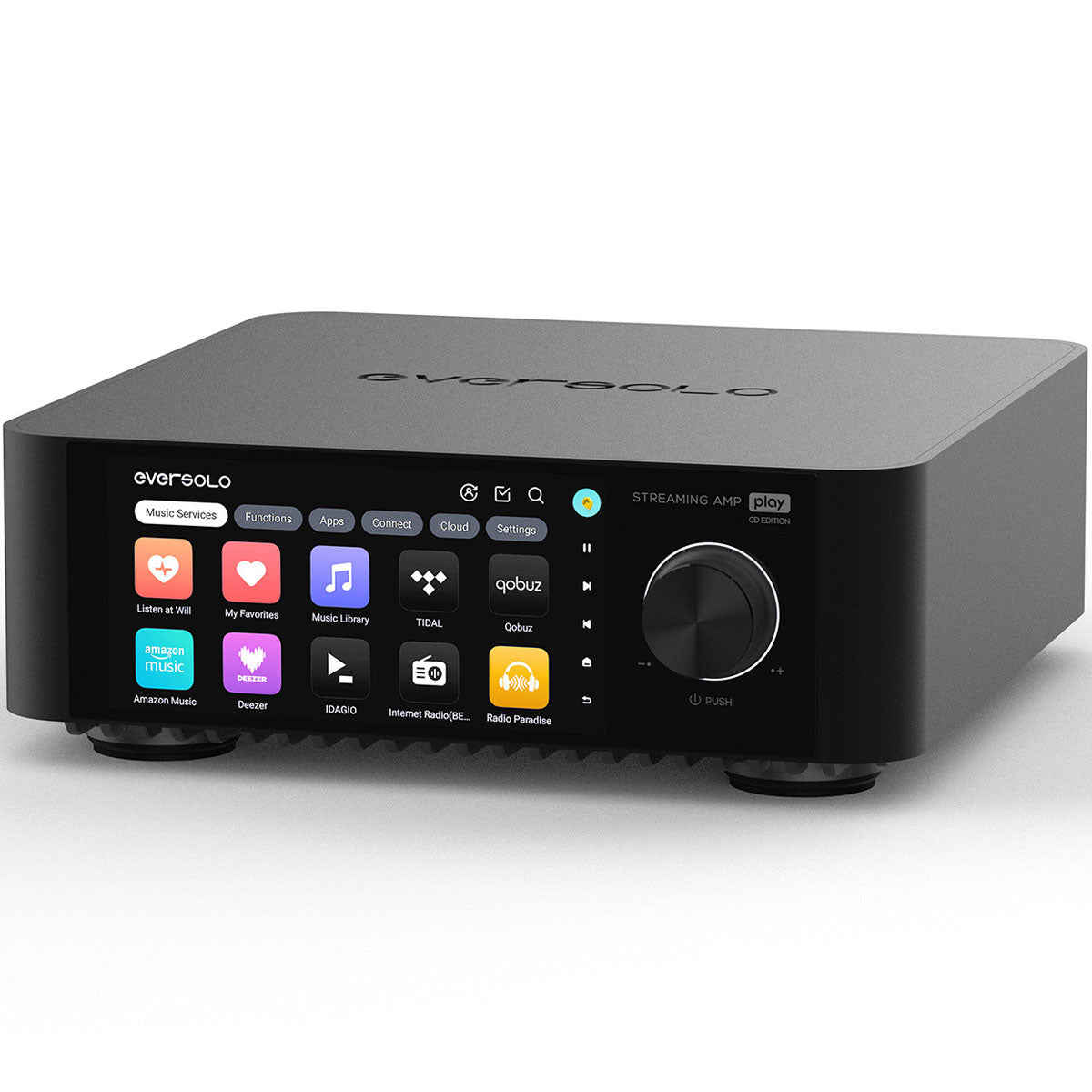 EverSolo Play Streaming Amplifier front view angled left