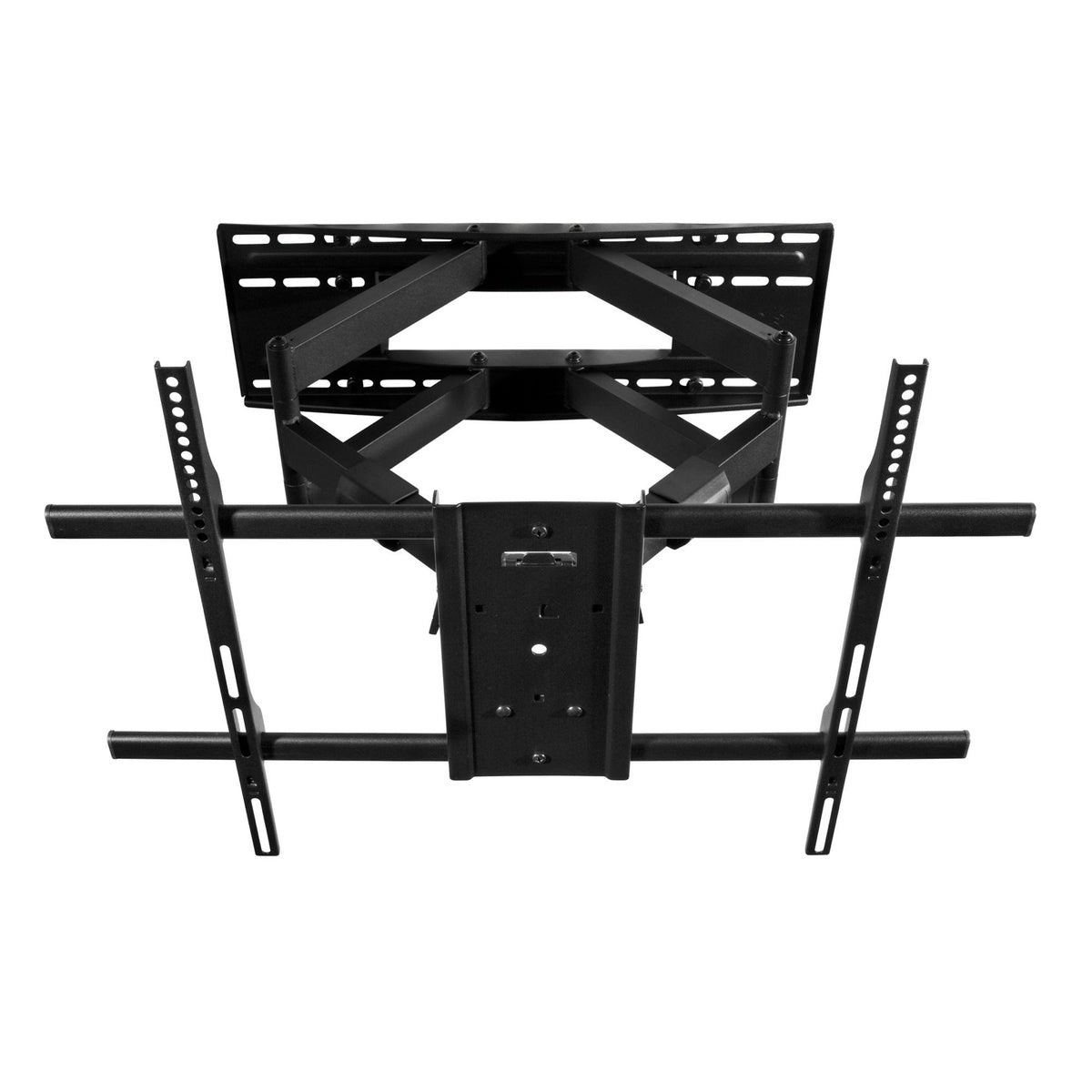 Black TV wall mount bracket on a white background