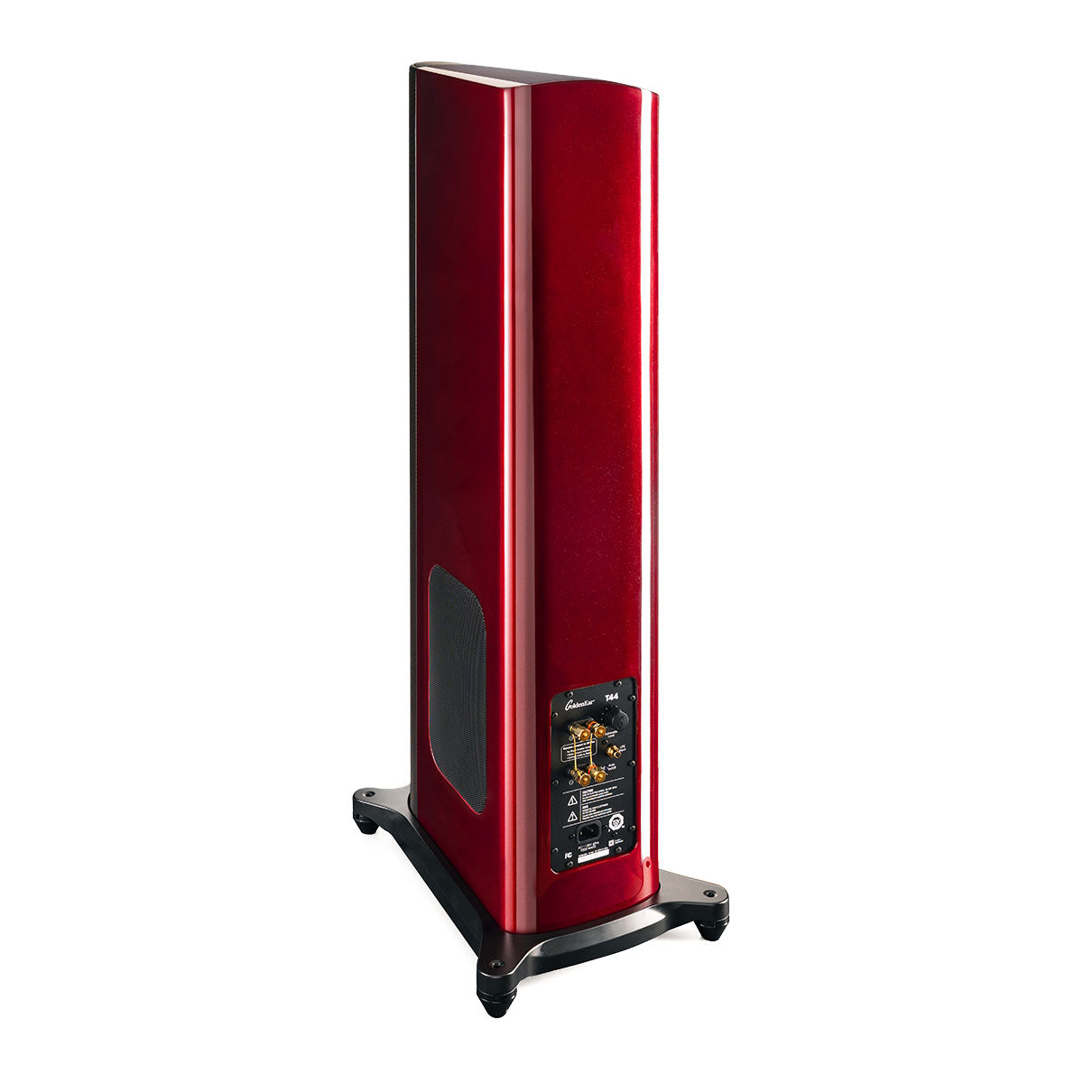 GoldenEar T44 Hybrid Floorstanding Loudspeaker - Santa Barbara Red - single speaker rear view angled right