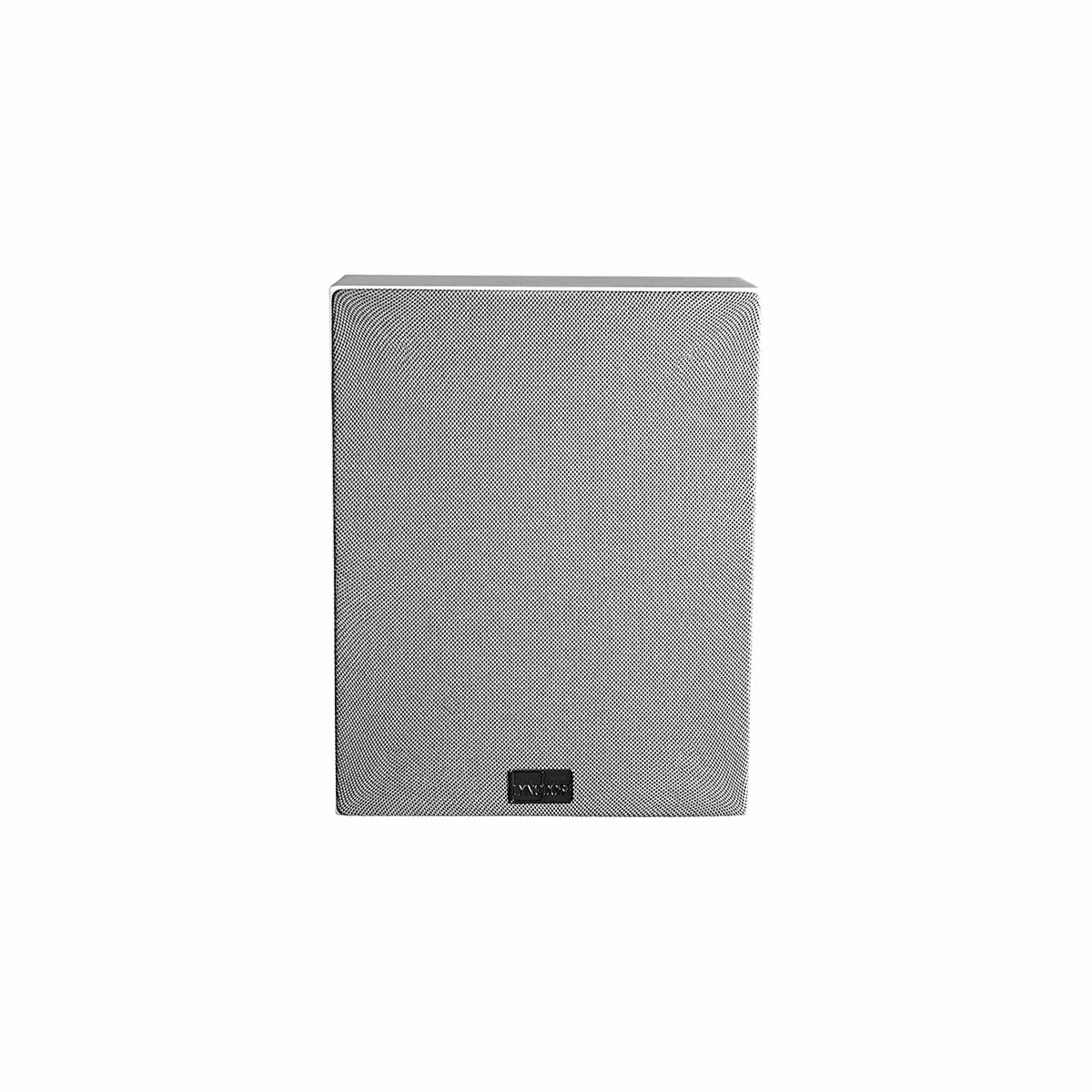 Lyngdorf MH-2 Satellite Speaker white speaker front view with gray grille