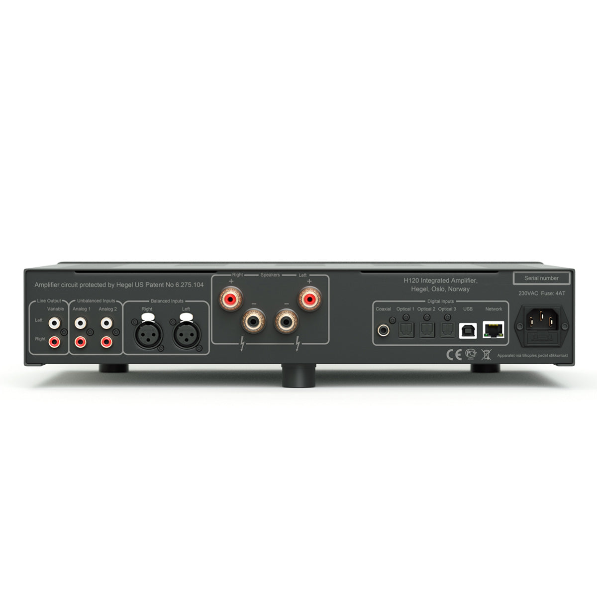 Hegel H120 Integrated Amplifier - black - back view