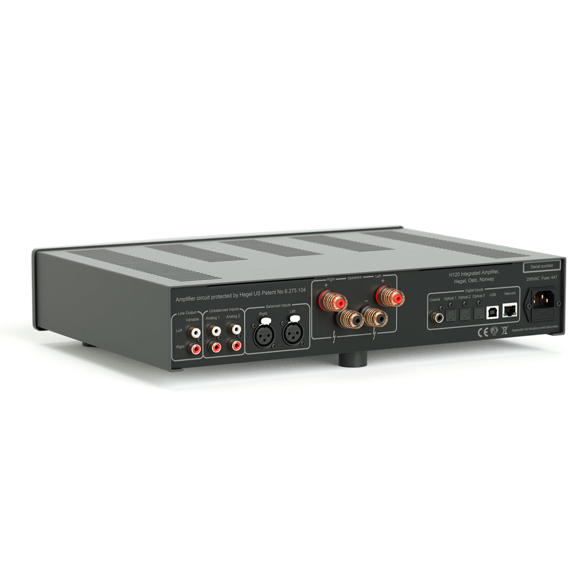 Hegel H120 Integrated Amplifier - black - back view angled right