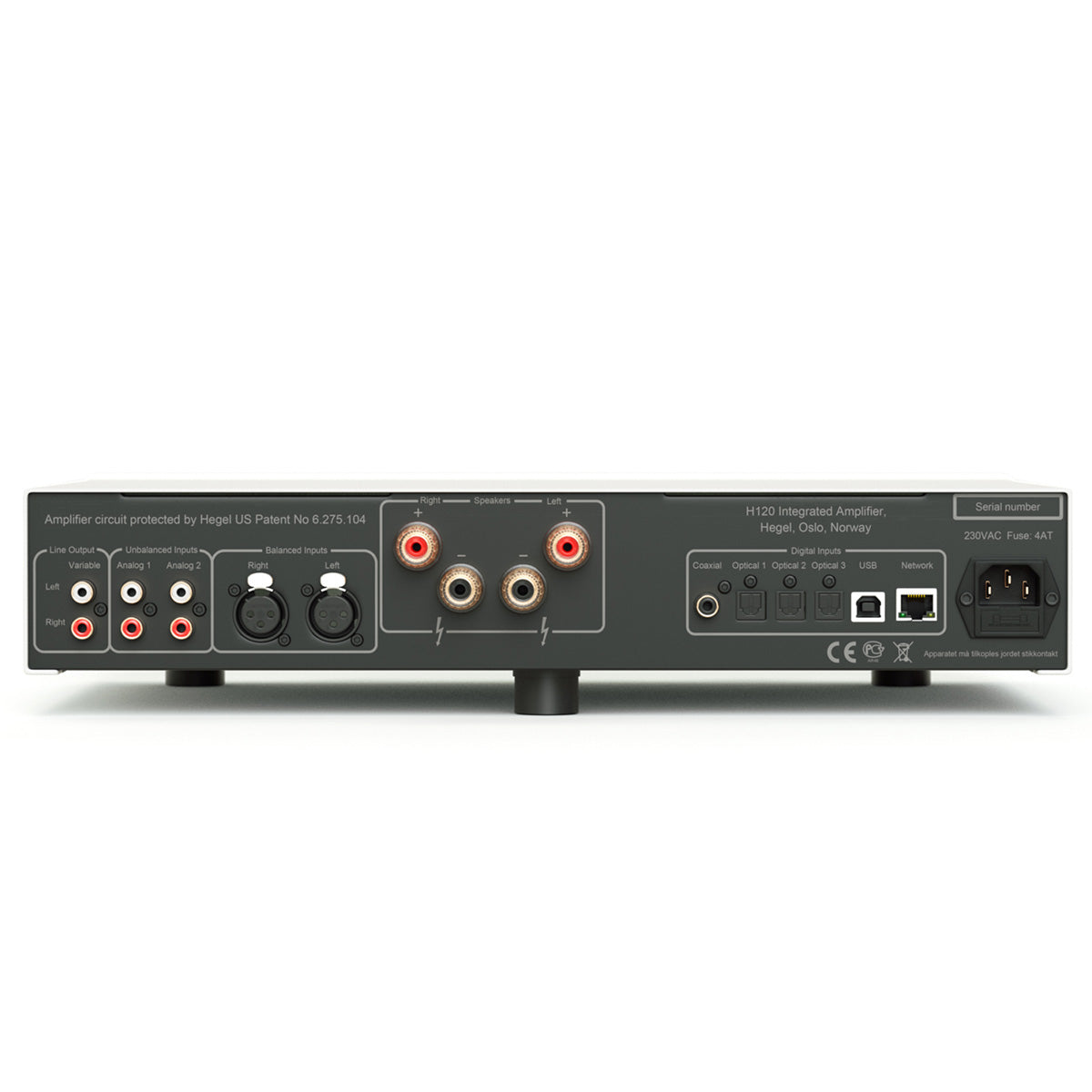 Hegel H120 Integrated Amplifier - black - rear view