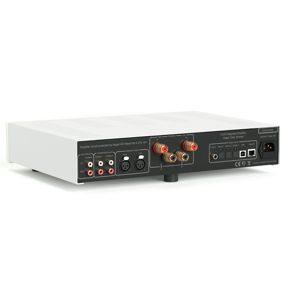 Hegel H120 Integrated Amplifier - black - rear view angled right