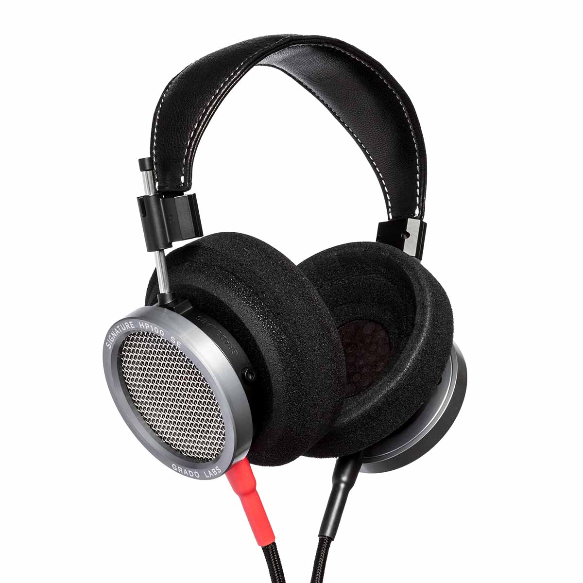 Grado Signature HP100 SE Headphones three-quarter view angled right with cable connected