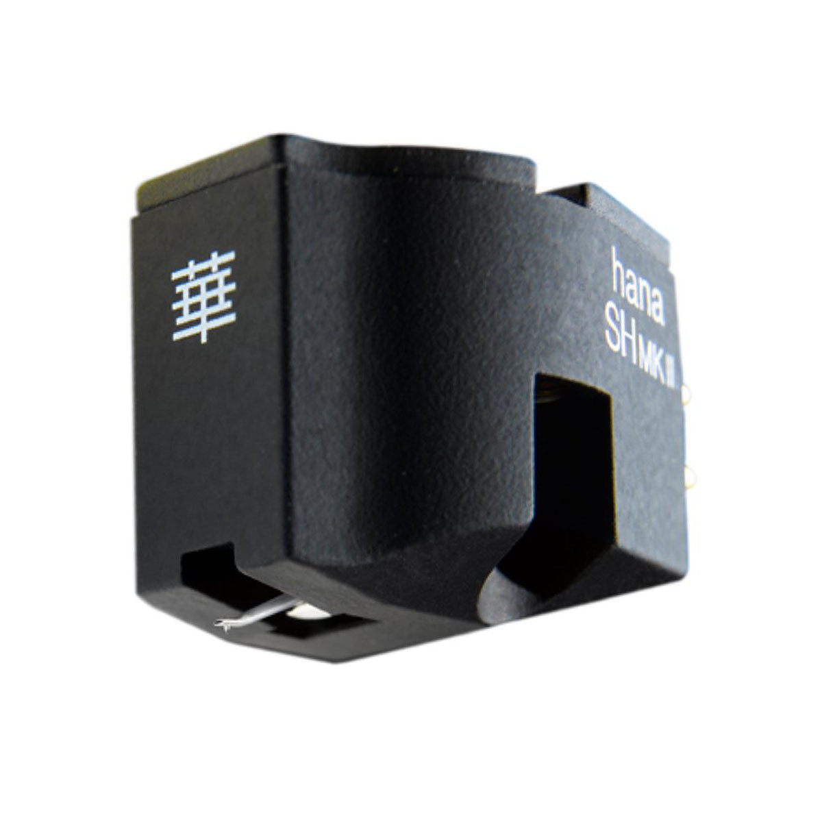 Hana Shibata Series SH Mark II High-Output Moving Coil Phono Cartridge - black three quarter front view angled left