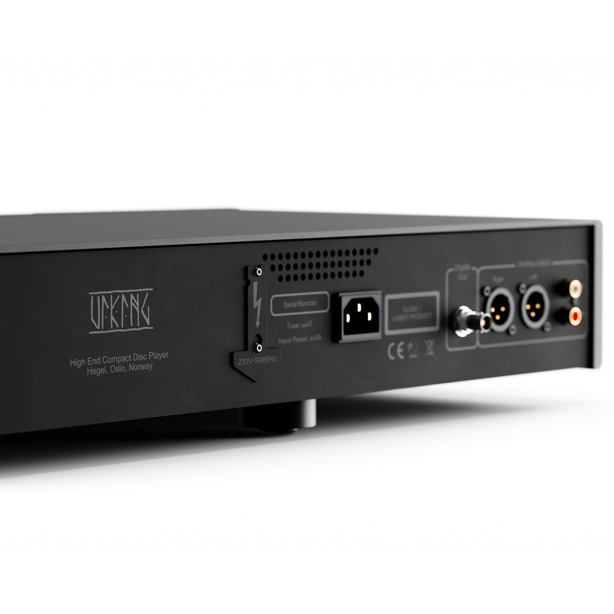 Hegel Viking CD Player back view angled right close-up of right side