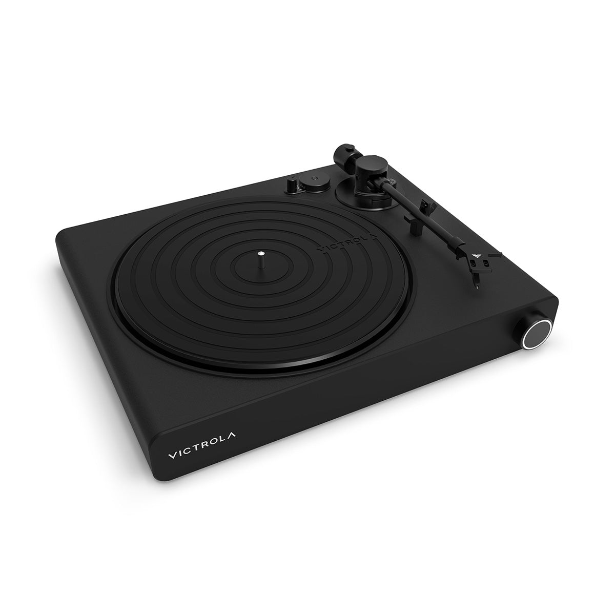 Victrola Stream Onyx Wi-Fi Streaming Turntable - Black - top view angled right with no record on platter