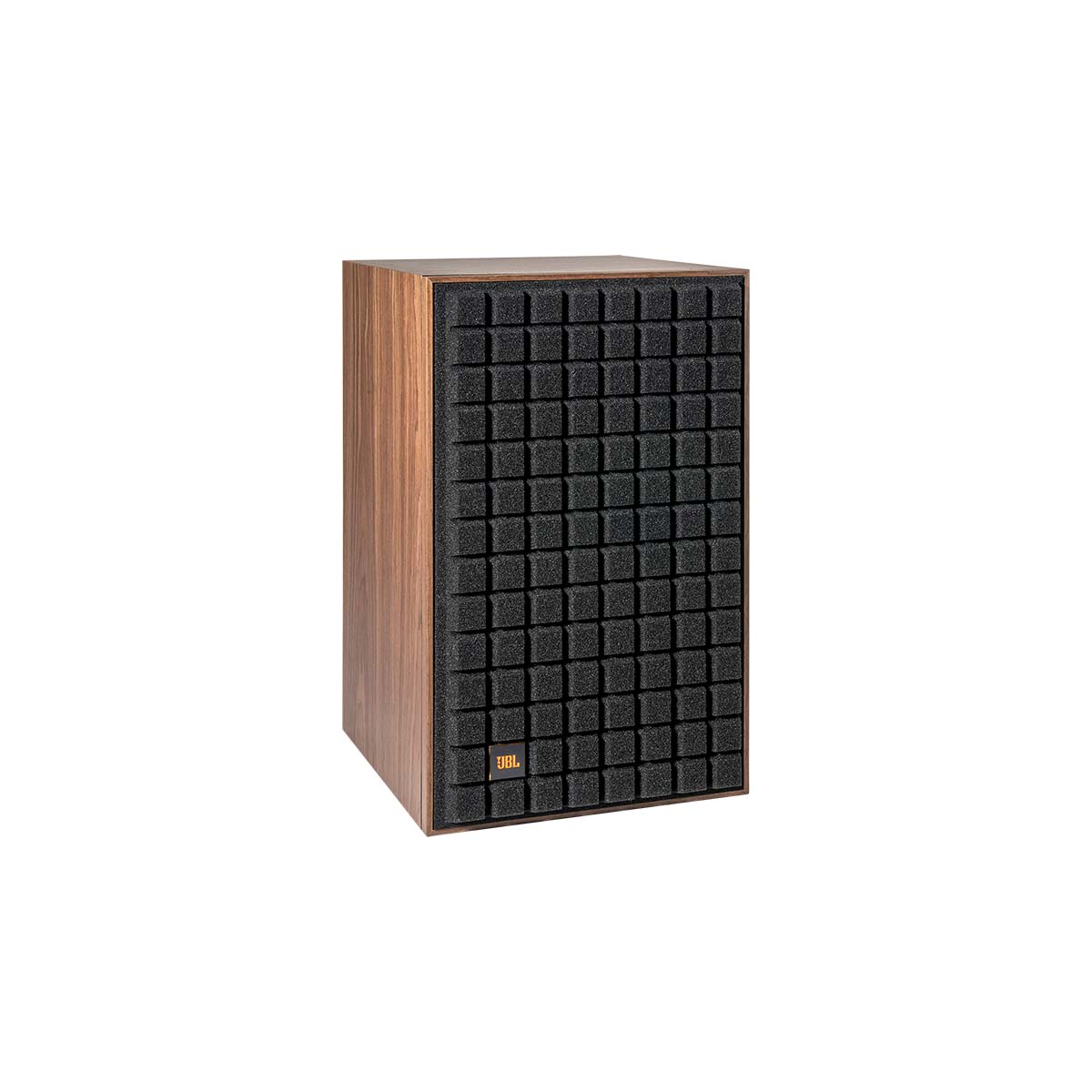JBL L82 Classic MkII Bookshelf Speakers - single speaker with black grille front view angled right
