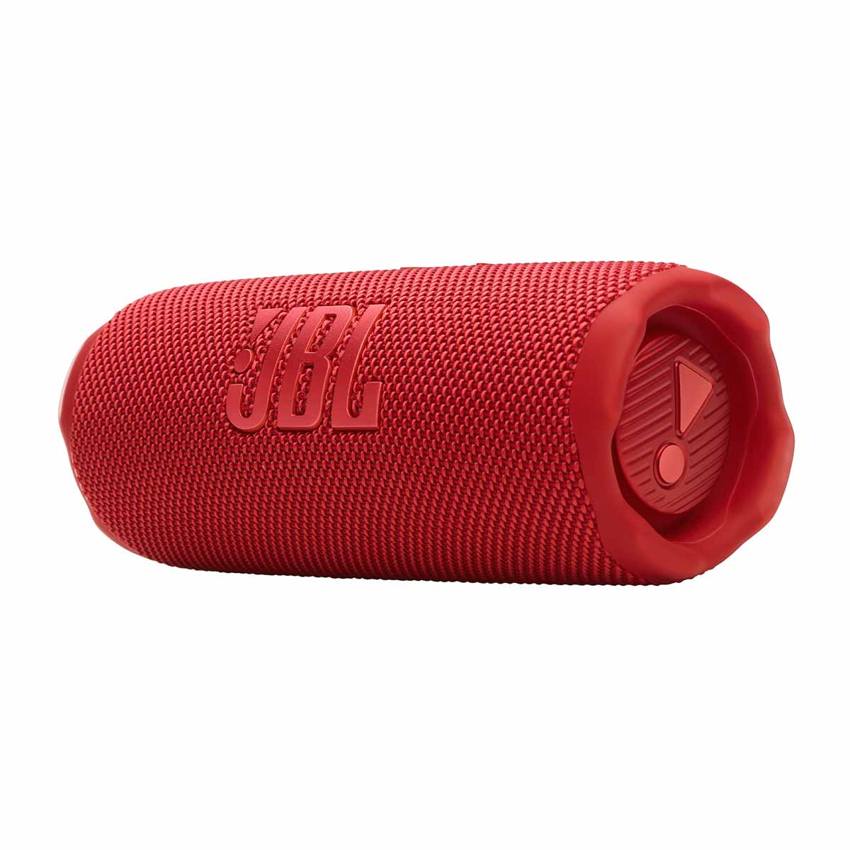JBL Flip 7 Waterproof Bluetooth Speaker - Red - horizontal front view angled left