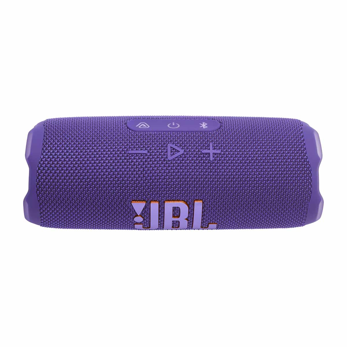 JBL Flip 7 Waterproof Bluetooth Speaker - Purple - horizontal top view showing buttons