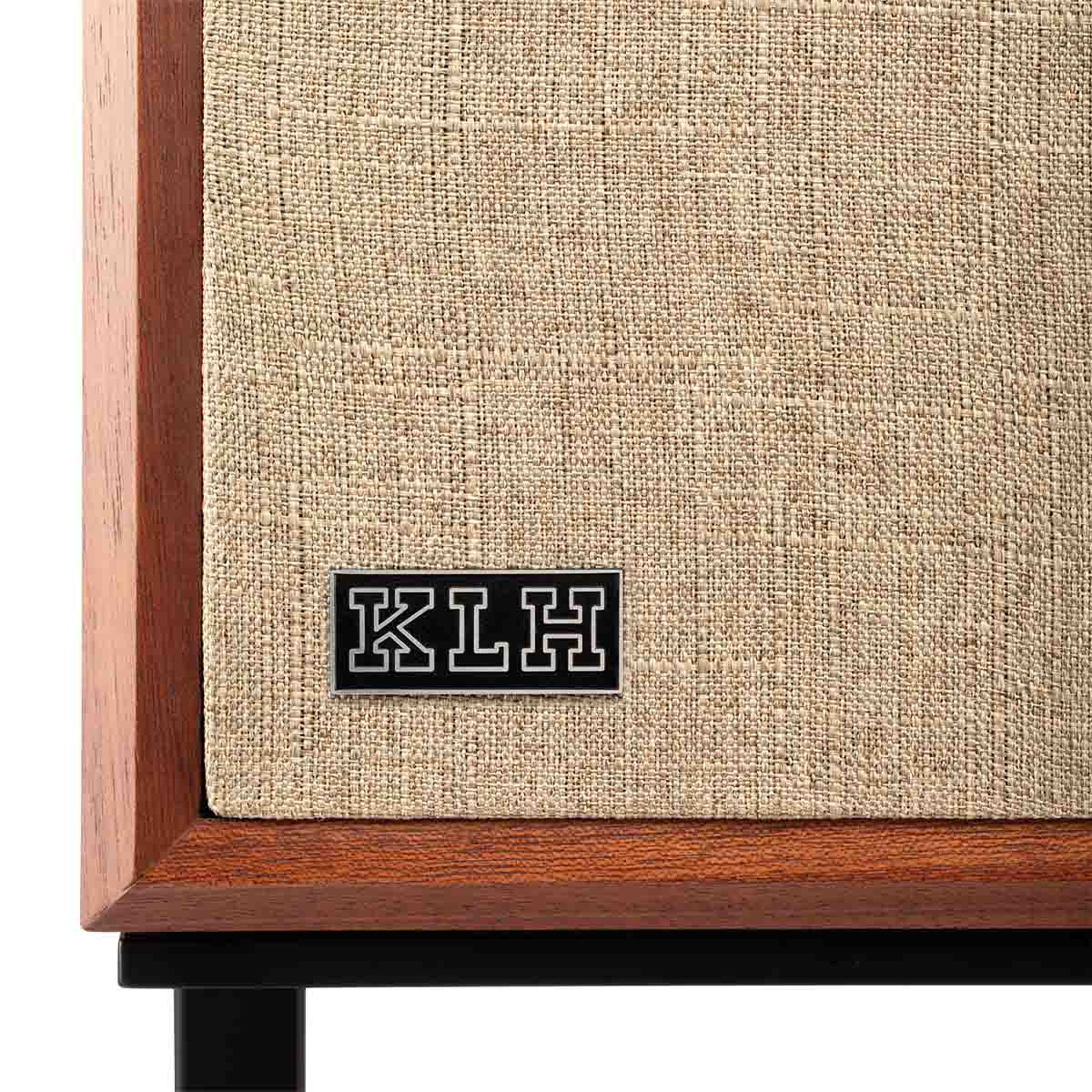 KLH Model Seven Loudspeakers - single mahogany - zoomed corner view with grille