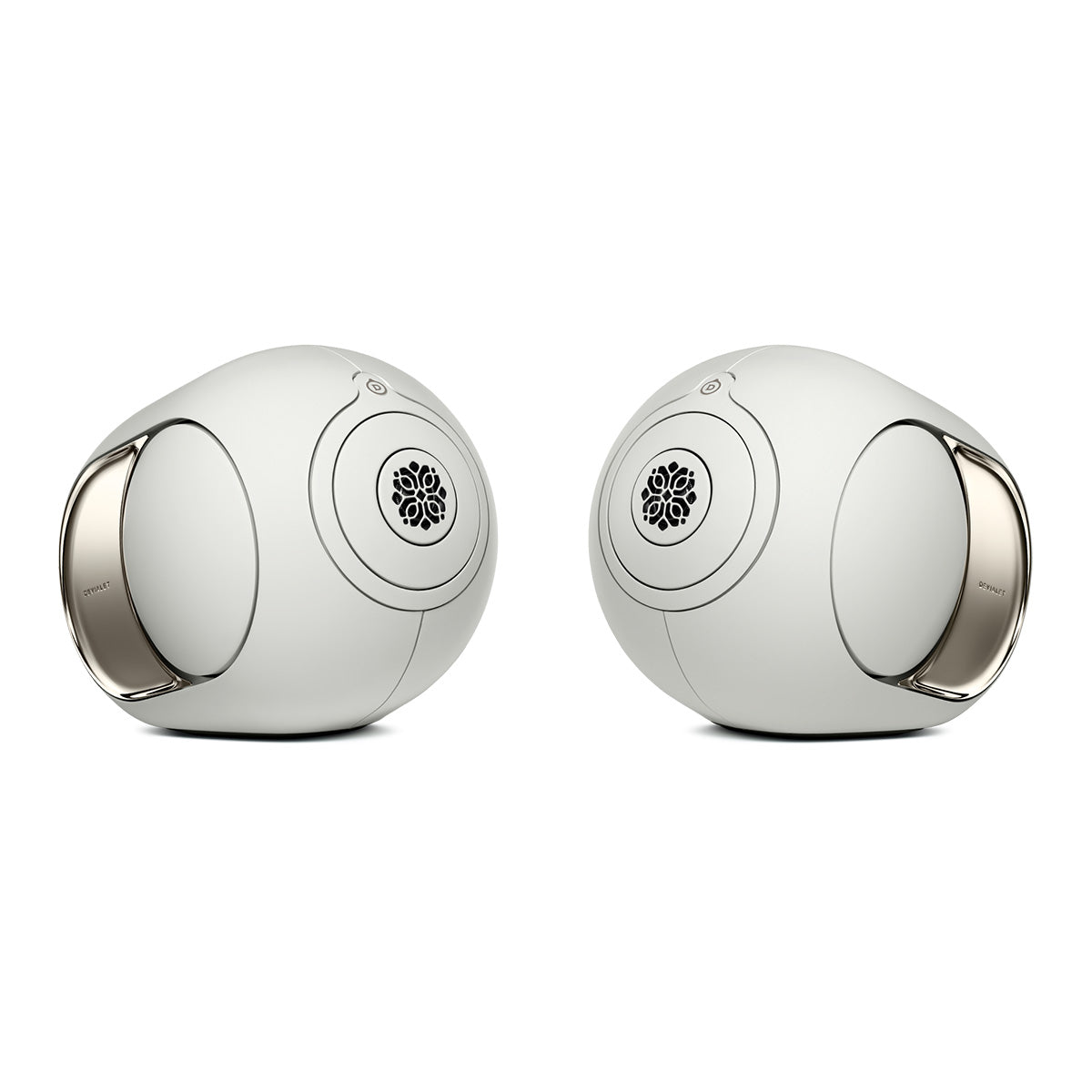 Devialet Phantom Ultimate 108 dB High-End Connected Speaker - Light Pearl - pair of speakers facing inwards