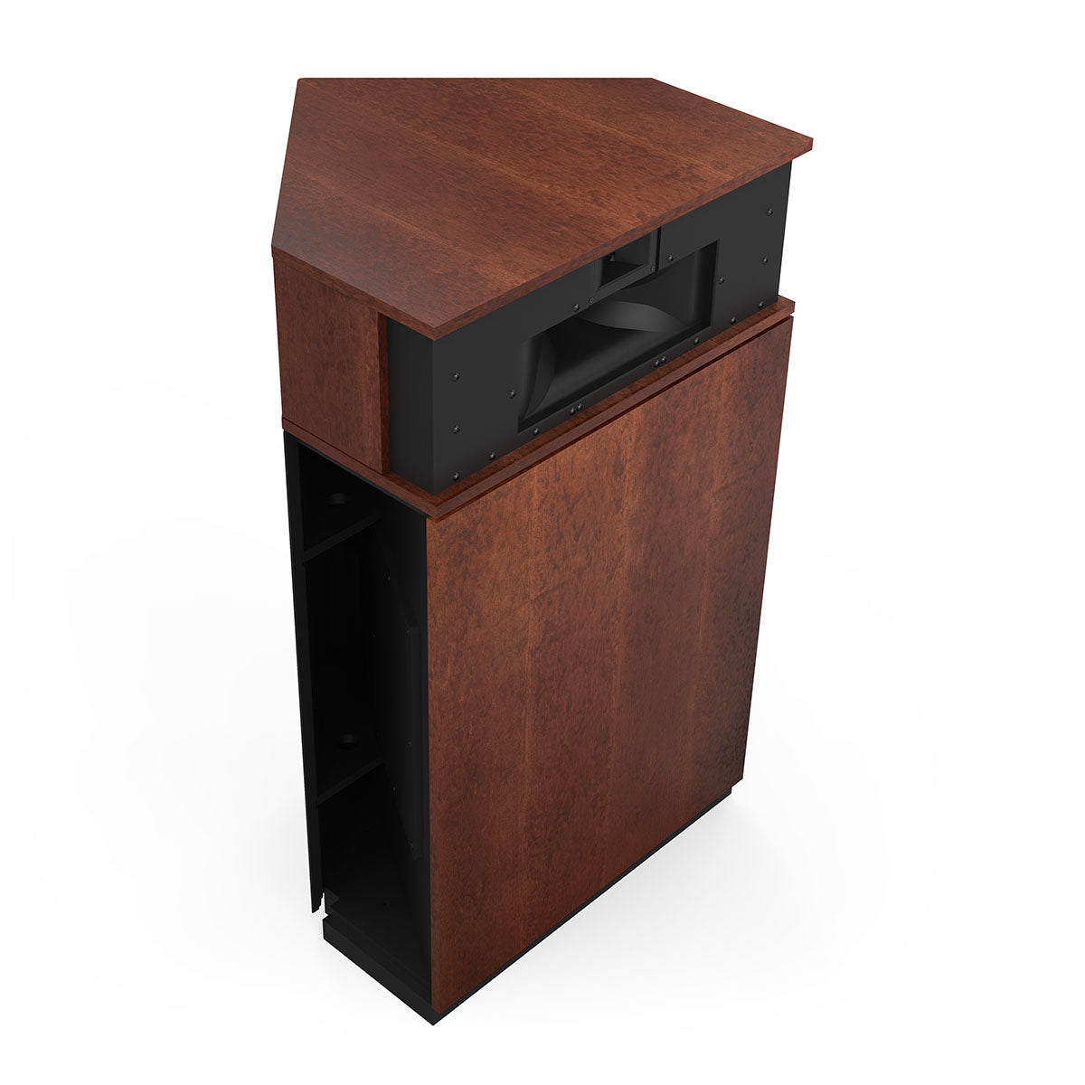 Klipsch Klipschorn AK7 3-Way Fully Horn-Loaded Loudspeaker - American Auburn - front side and top view without grille angled right