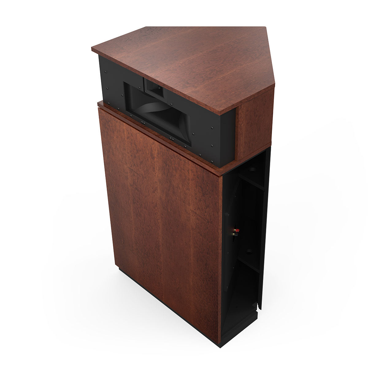 Klipsch Klipschorn AK7 3-Way Fully Horn-Loaded Loudspeaker - American Auburn - front side and top view without grille angled left