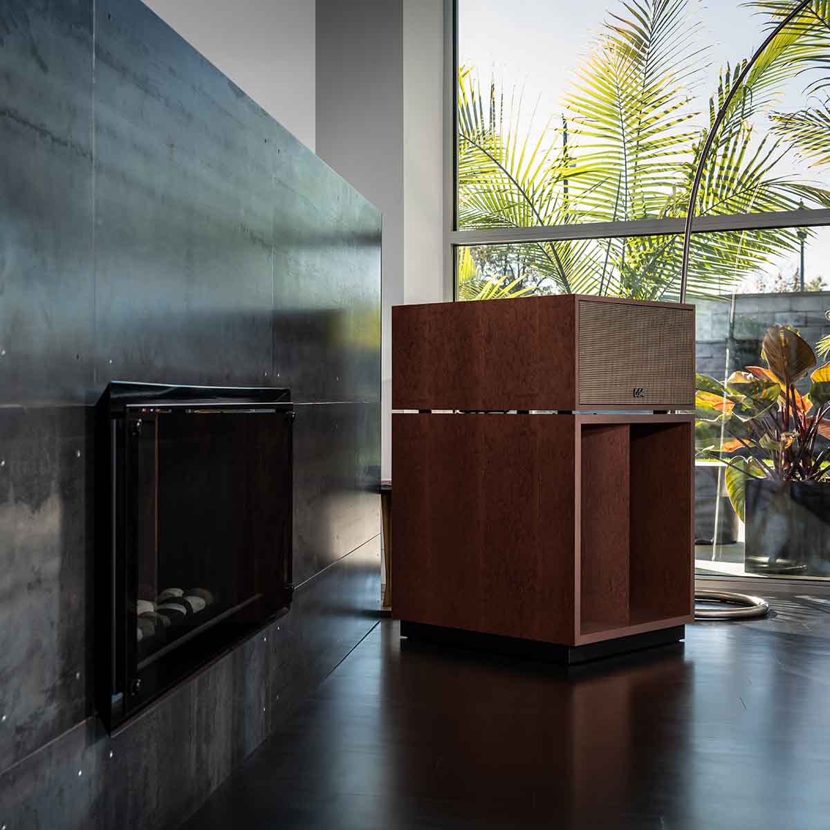 Klipsch La Scala AL6 3-Way Fully Horn-Loaded Loudspeaker - American Auburn - lifestyle shot side view