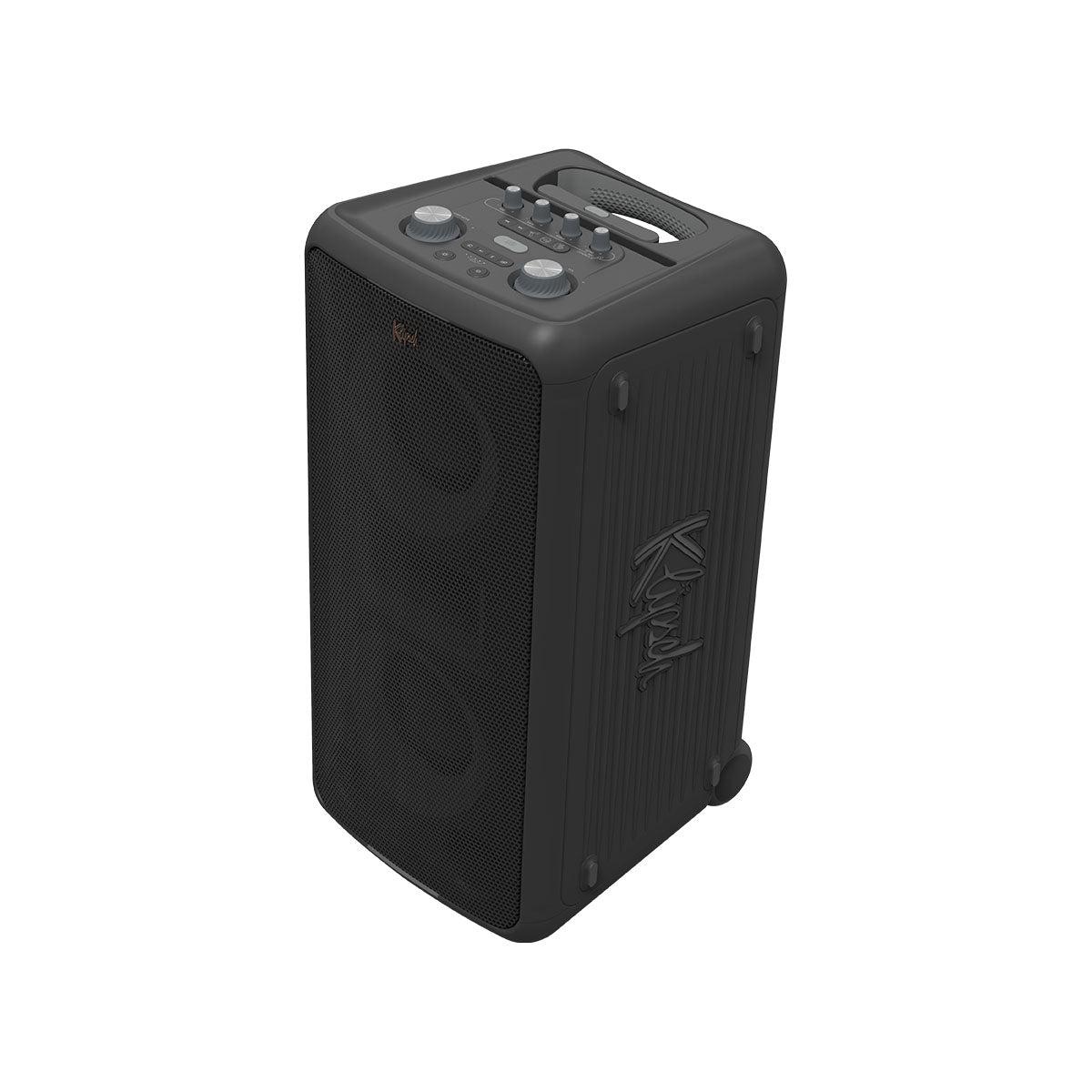 Klipsch Miami Music City Series Premium Party Speaker front top and side view angled left with no lights