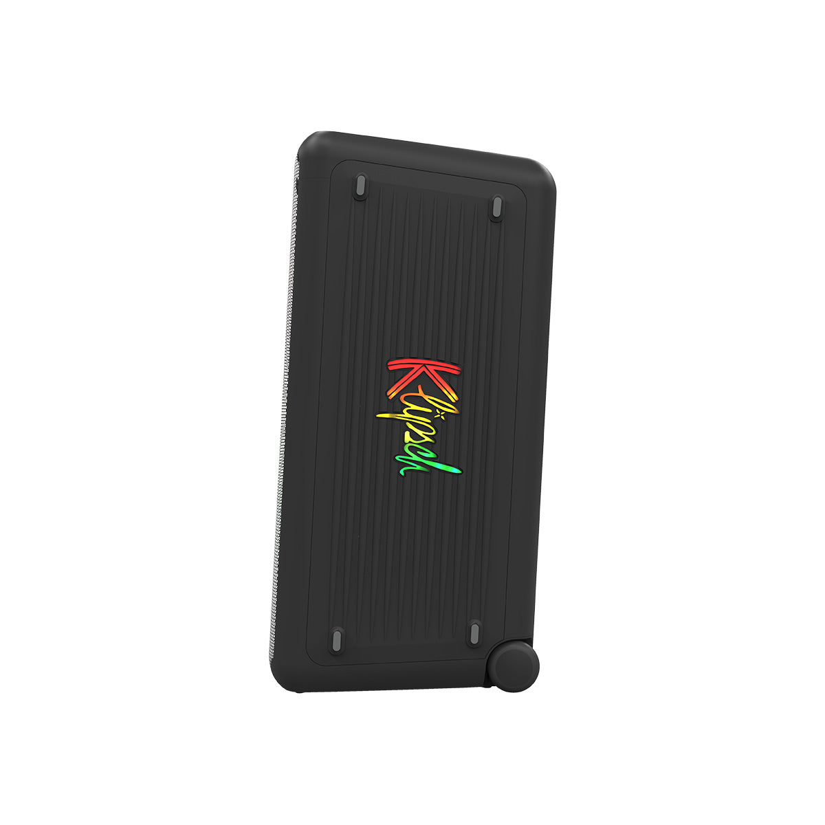 Klipsch New York Music City Series Ultimate Party Speaker side view facing left with Klipsch logo in red yellow and green lights
