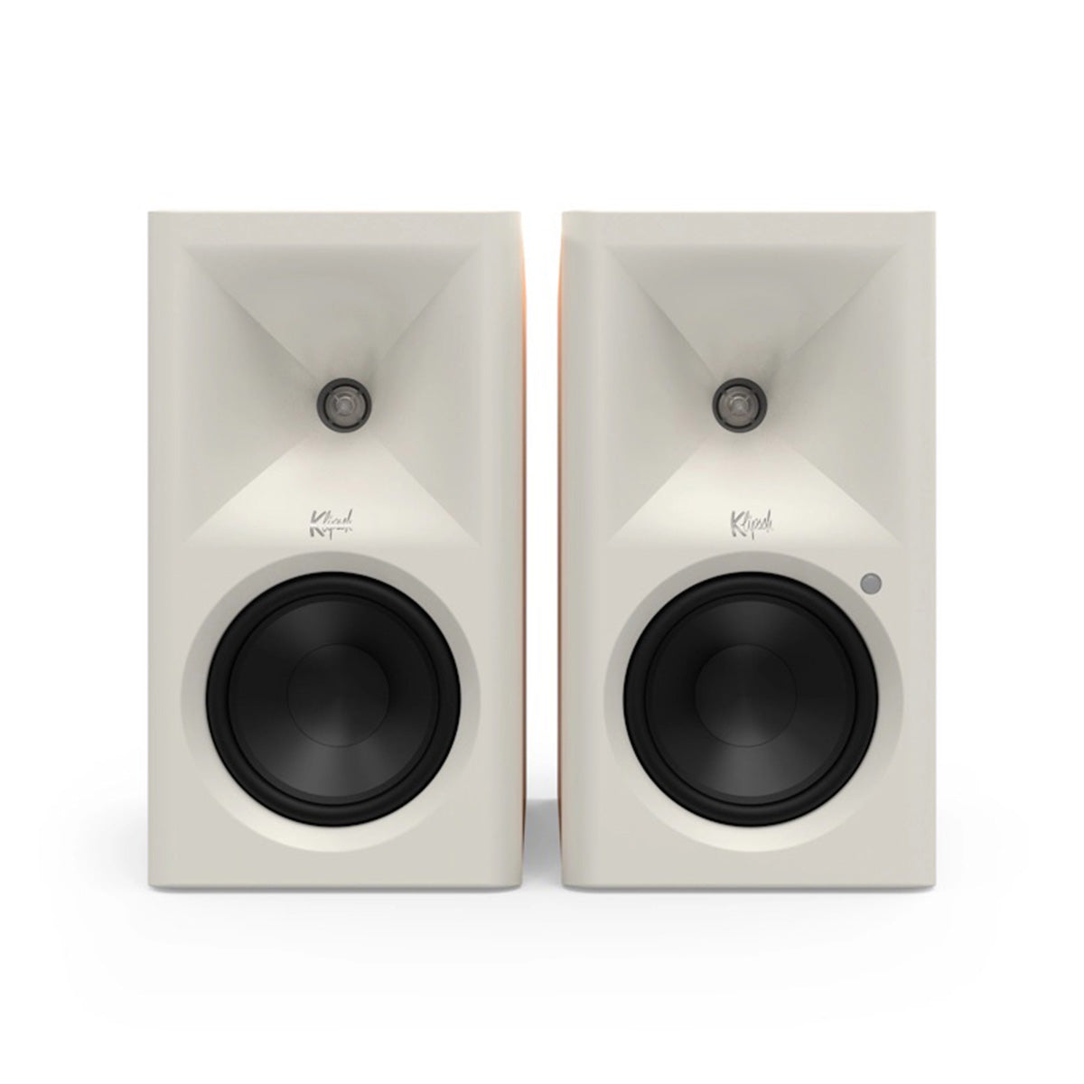 Klipsch The Fives II Dolby Atmos 5.25" Powered Speakers - Pair - Red oak front view without grille