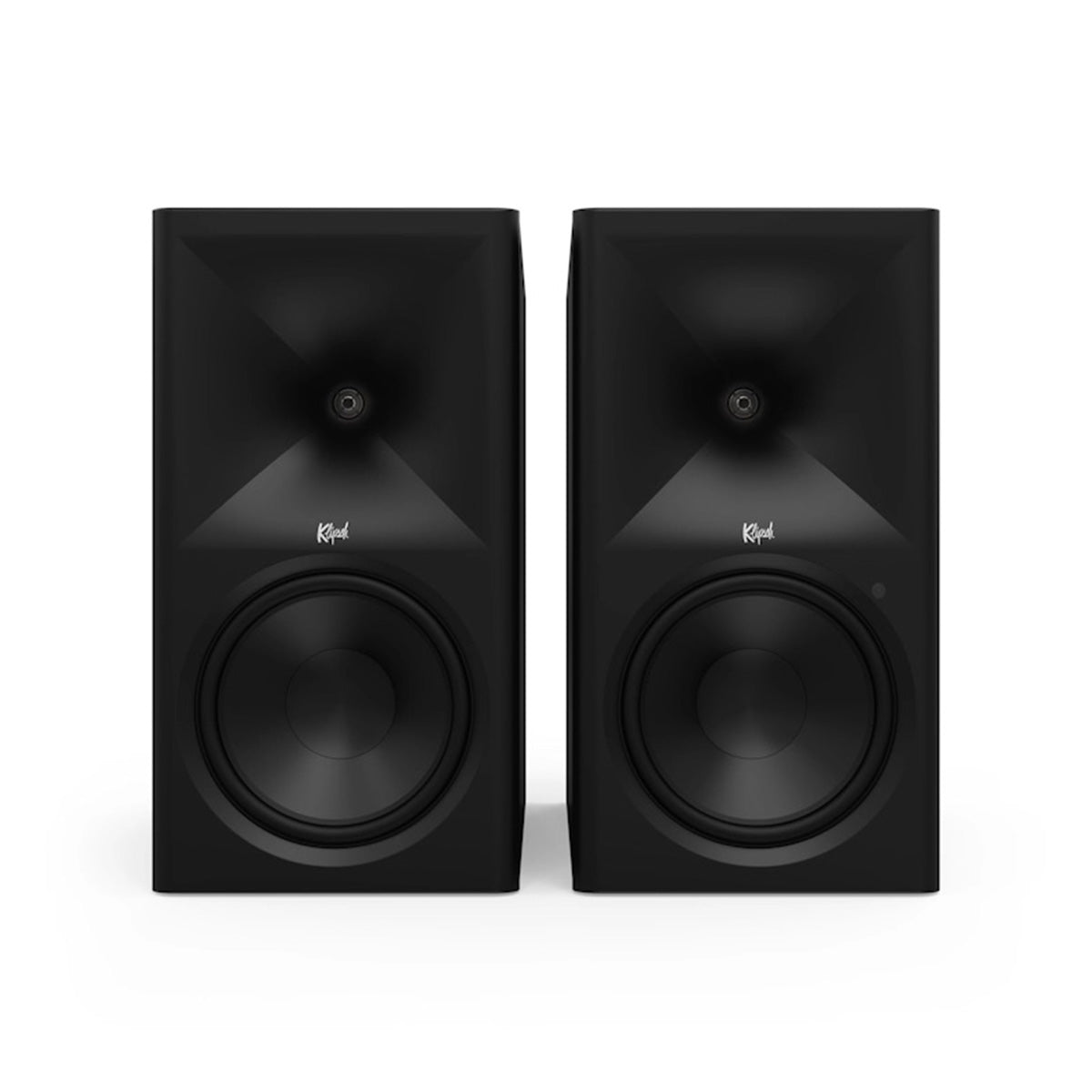 Klipsch The Nines II Dolby Atmos 8" Powered Speakers - Pair - Ebony front view without grilles