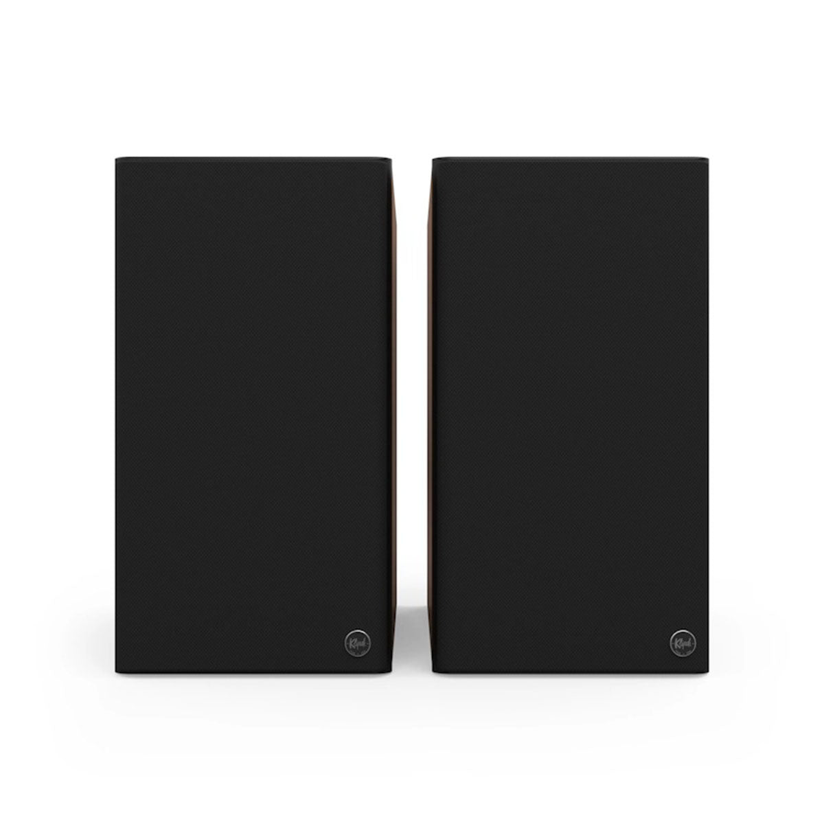 Klipsch The Nines II Dolby Atmos 8" Powered Speakers - Pair - Walnut front view with grilles