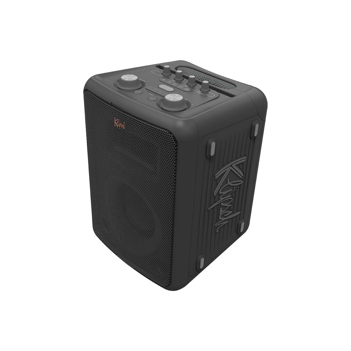 Klipsch Vegas Music City Series Compact Premium Party Speaker front top and side angled left view with no lights
