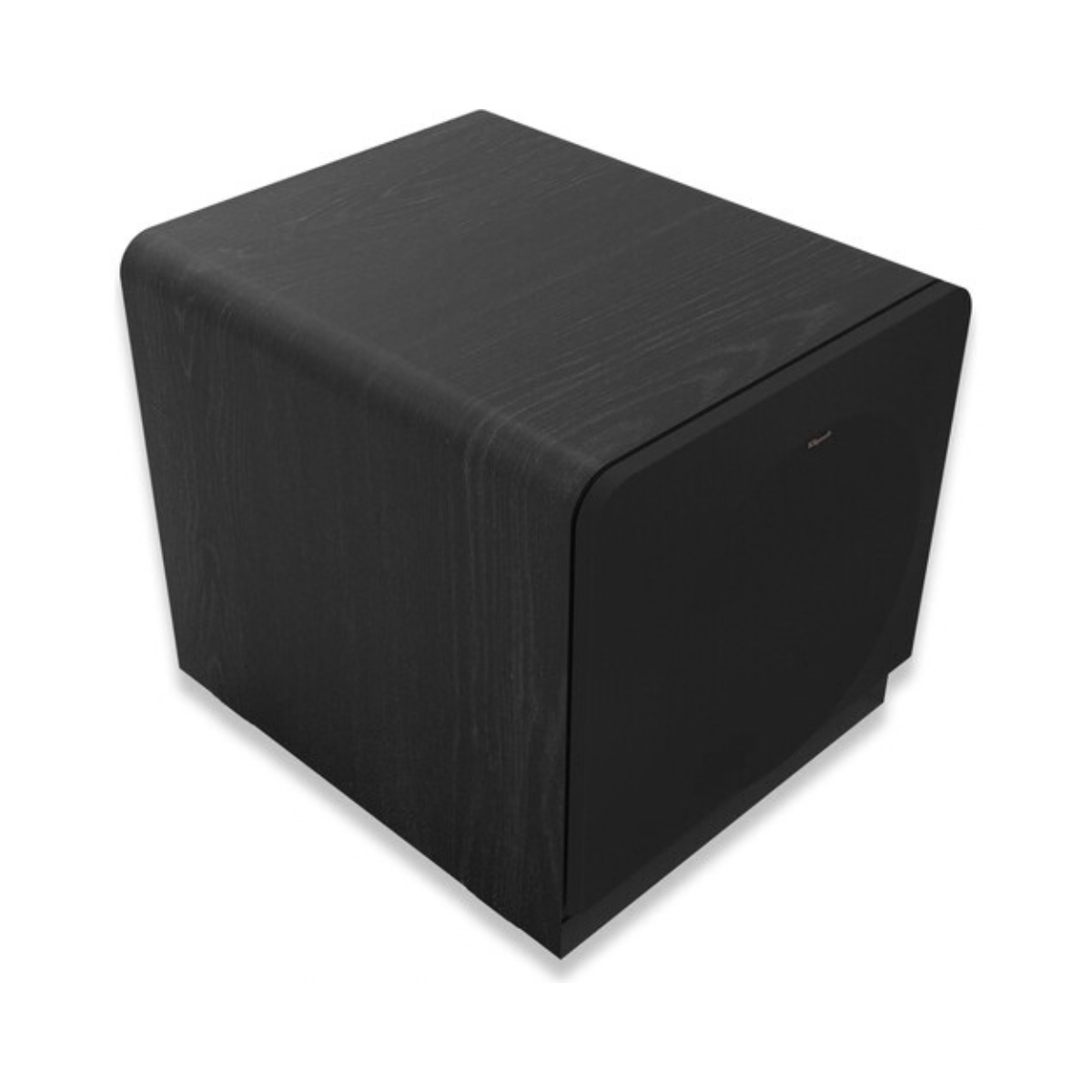 A black wood-grain Klipsch RP-1400CSW Reference Premiere Compact Subwoofer speaker on a clean white background.