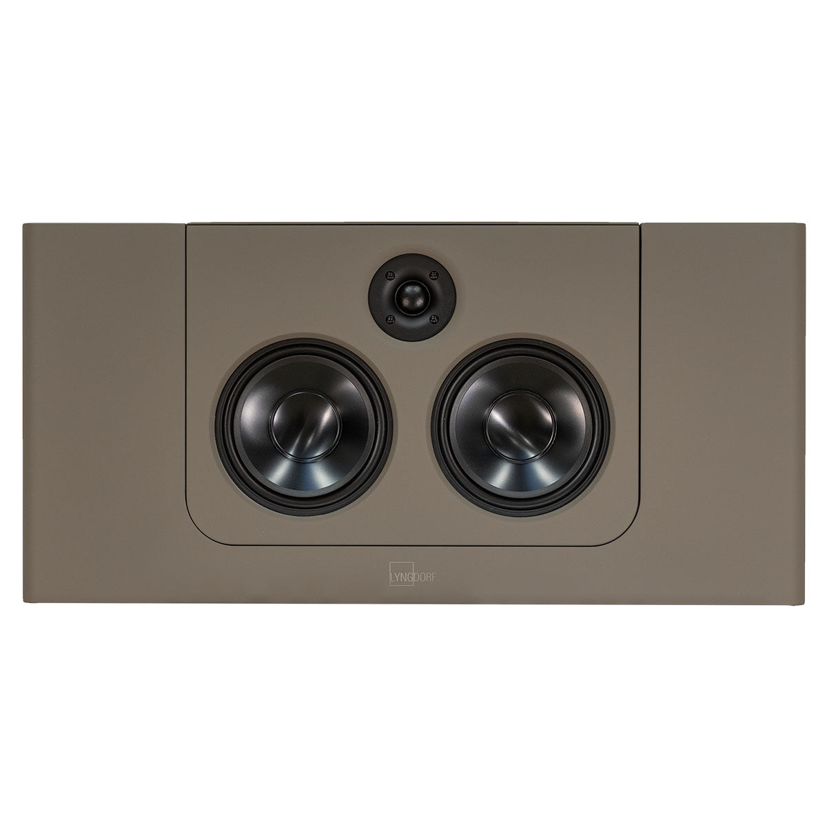 Lyngdorf LCR-2 On-Wall LCR Speaker - single brown speaker front view without grille