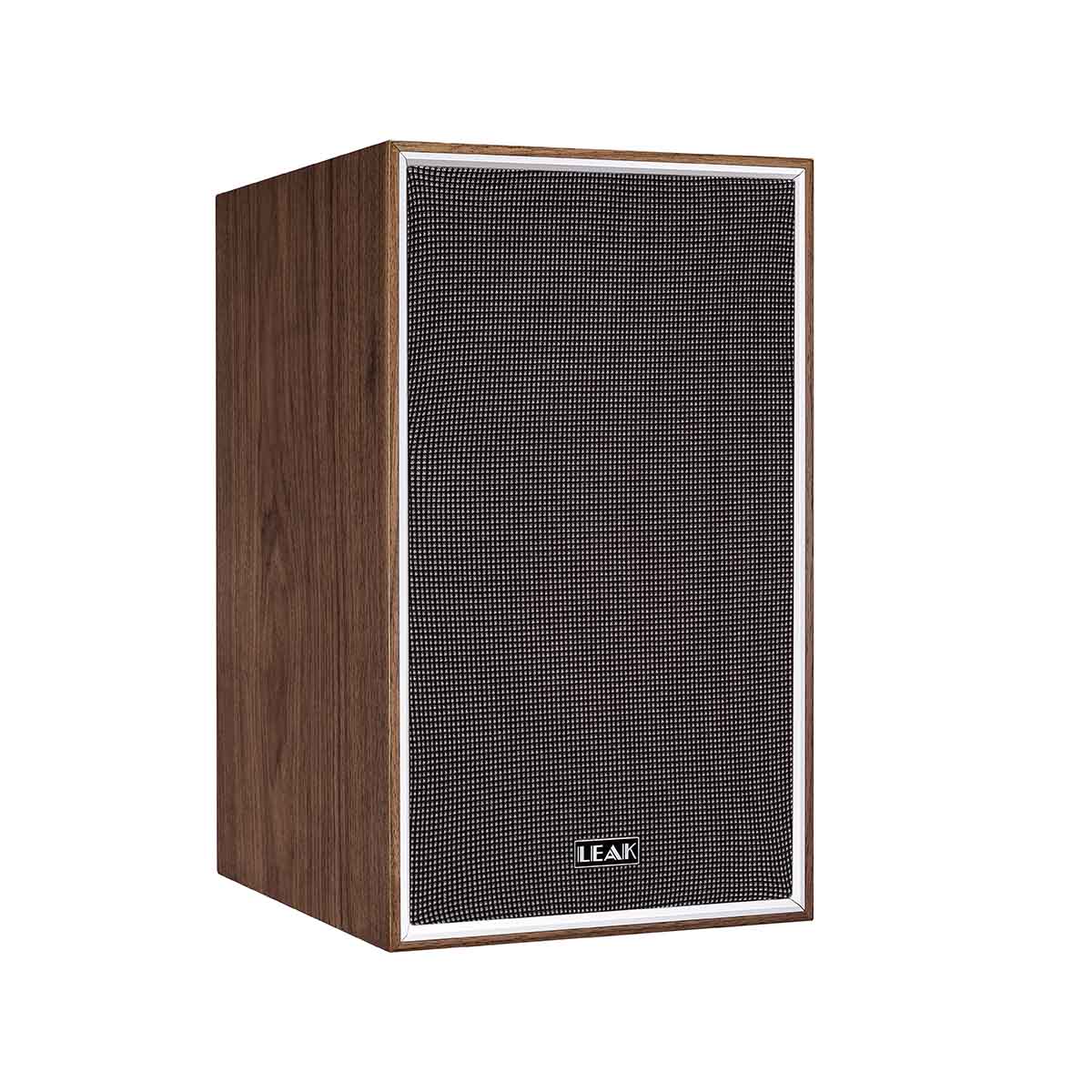 Leak Audio Sandwich 150 Bookshelf Loudspeakers - Walnut - front view angled right with grille