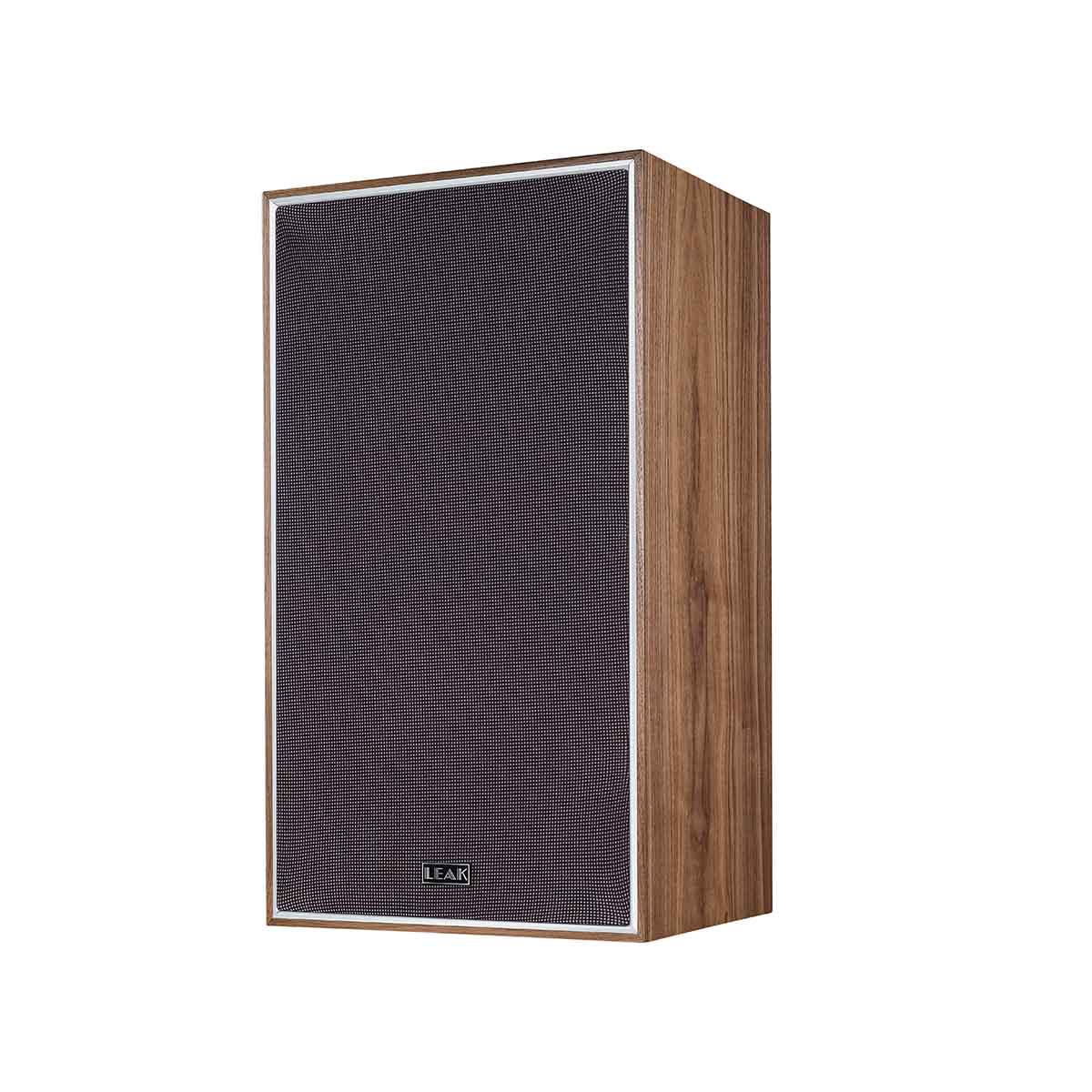 Leak Audio Sandwich 250 Standmount Loudspeakers - Walnut - No Stands - front view angled left with grille