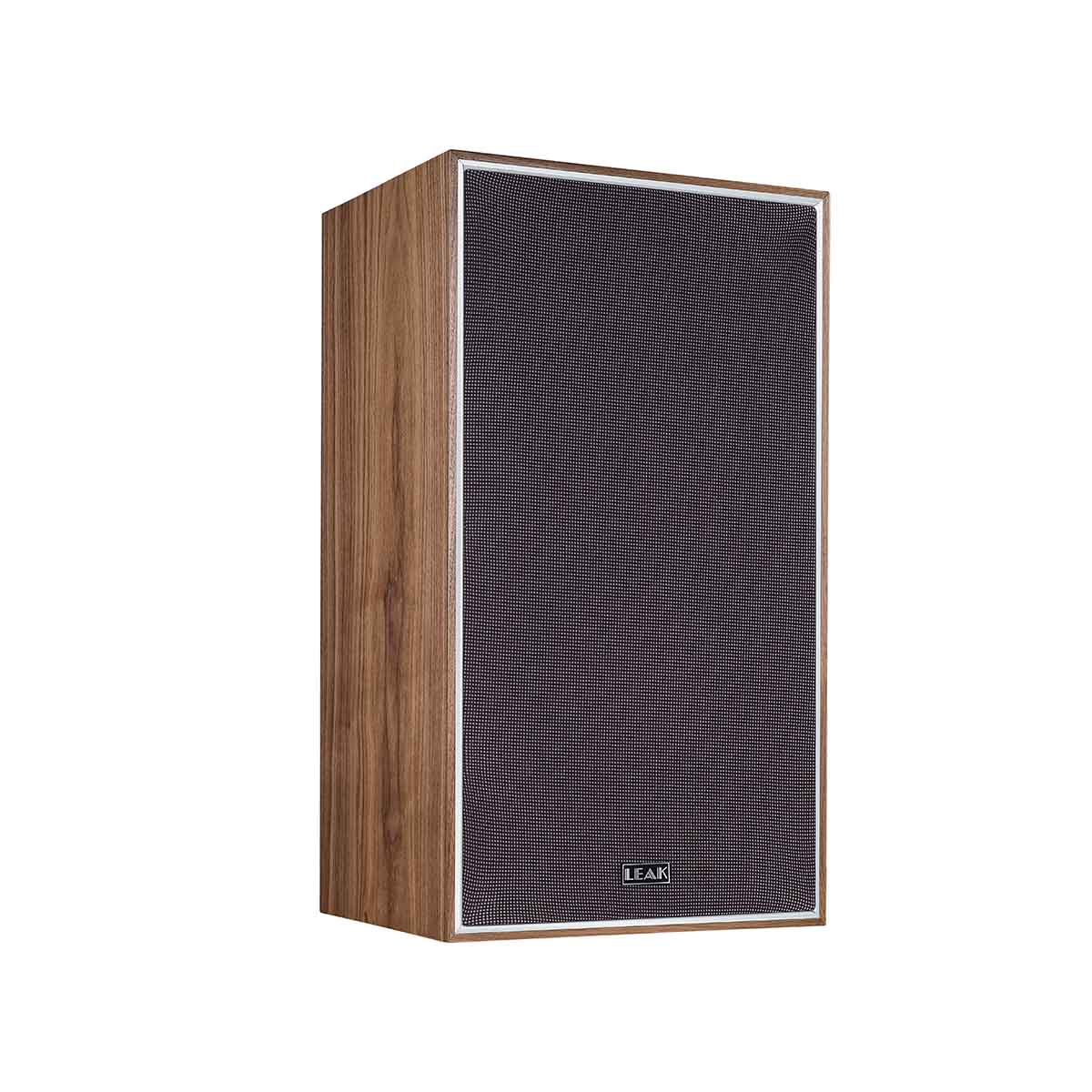 Leak Audio Sandwich 250 Standmount Loudspeakers - Walnut - No Stands - front view angled right with grille