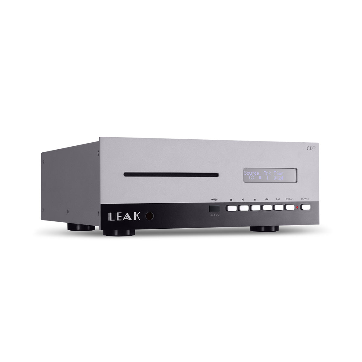 Leak Audio CDT CD Transport - Silver - front view angled right