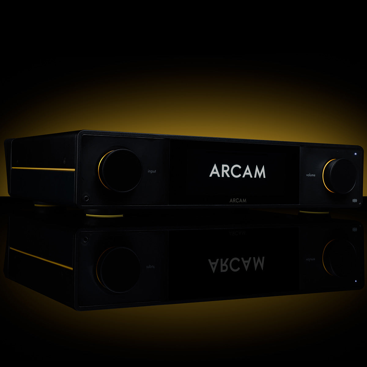 Arcam SA35 Streaming Integrated Amplifier - Black - front view angled right with black background