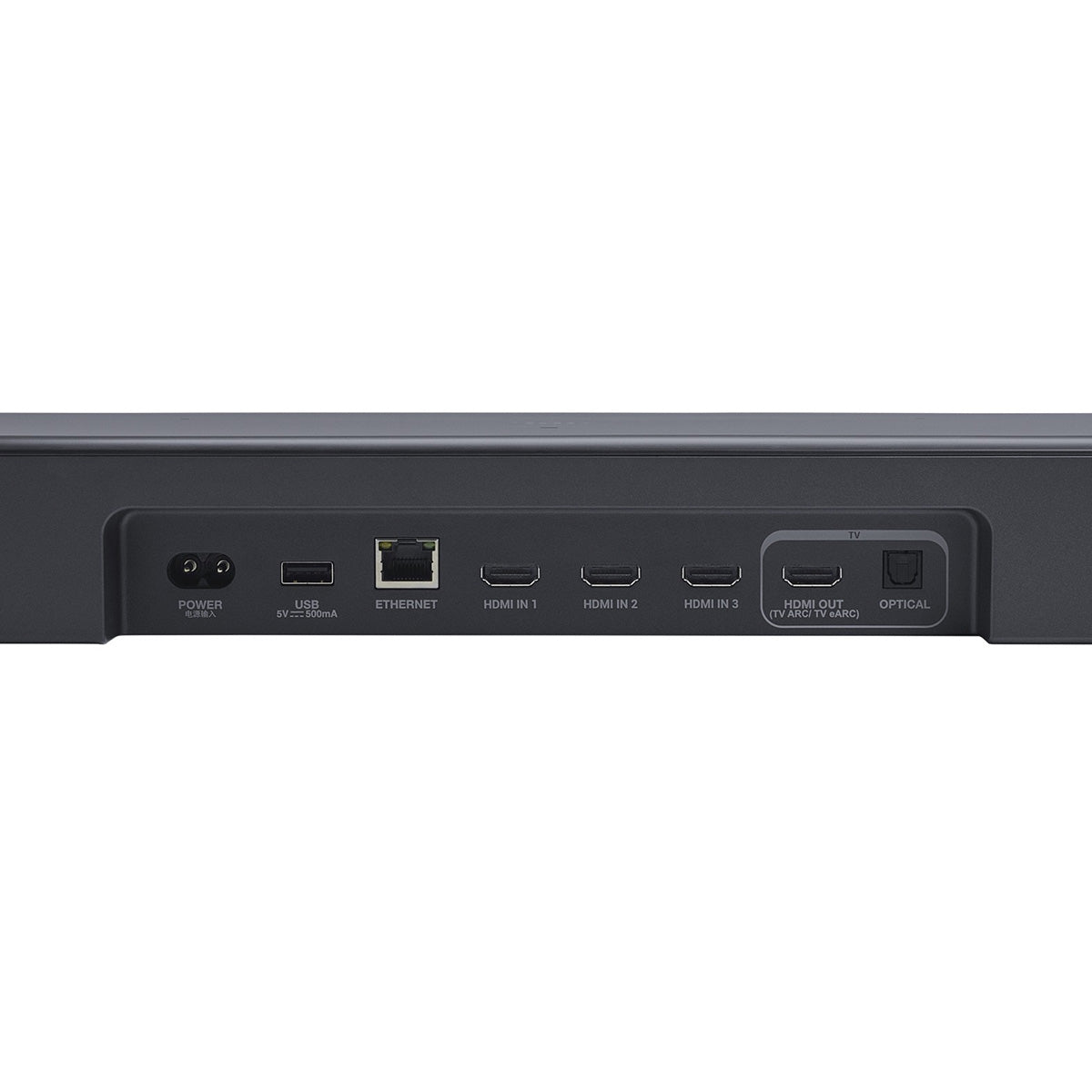 JBL Bar 1000MK2 7.1.4 Channel Soundbar System - detail of rear of bar showing inputs