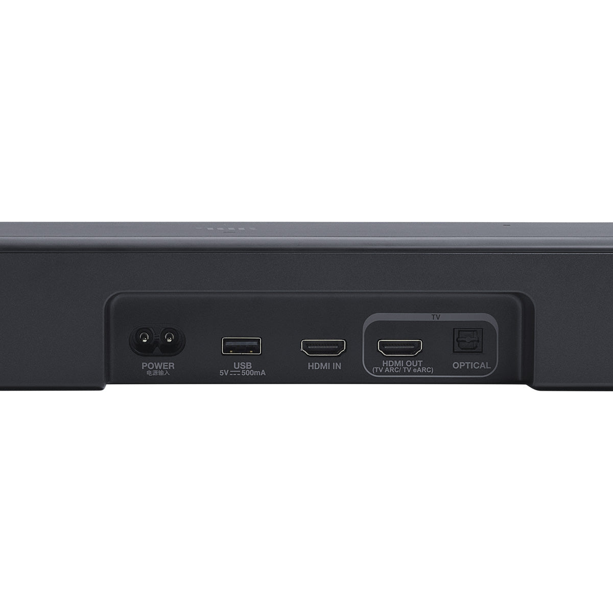 JBL Bar 500 M2 5.1 Soundbar with Wireless Subwoofer detail view of rear inputs