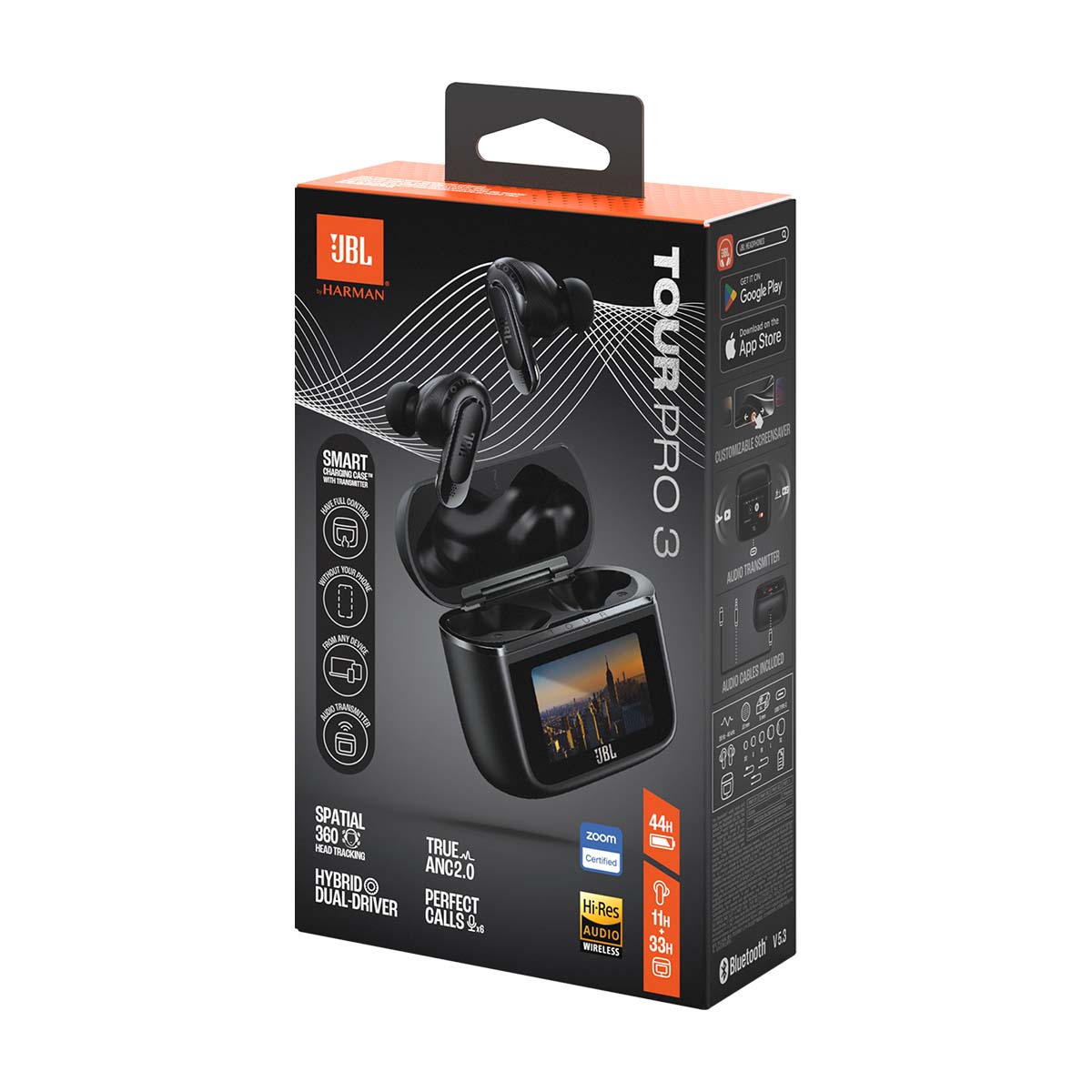 JBL Tour Pro 3 True Wireless Noise Cancelling Earbuds - outer box for black unit