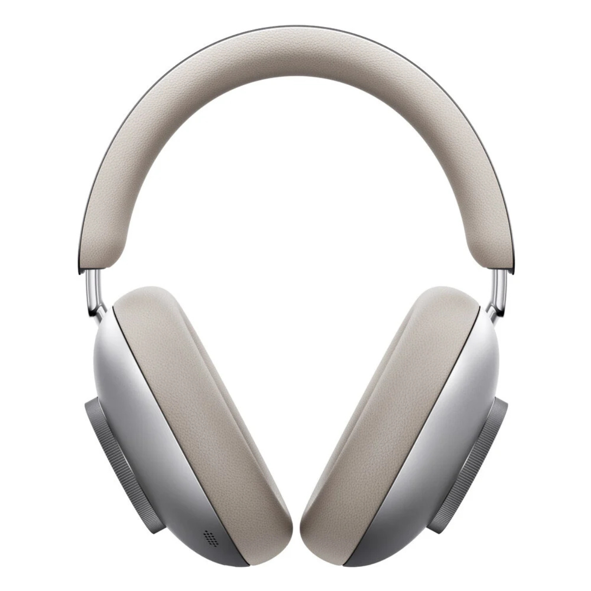Beige over-ear headphones on a white background