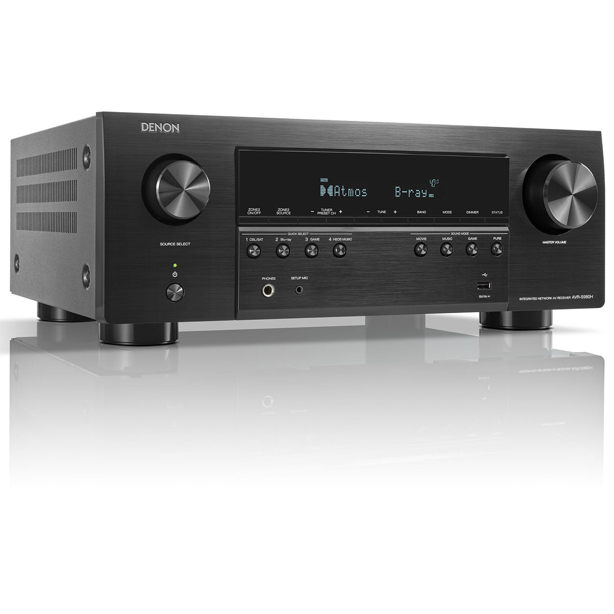 Denon AVR-S980H AV Receiver front view angled right