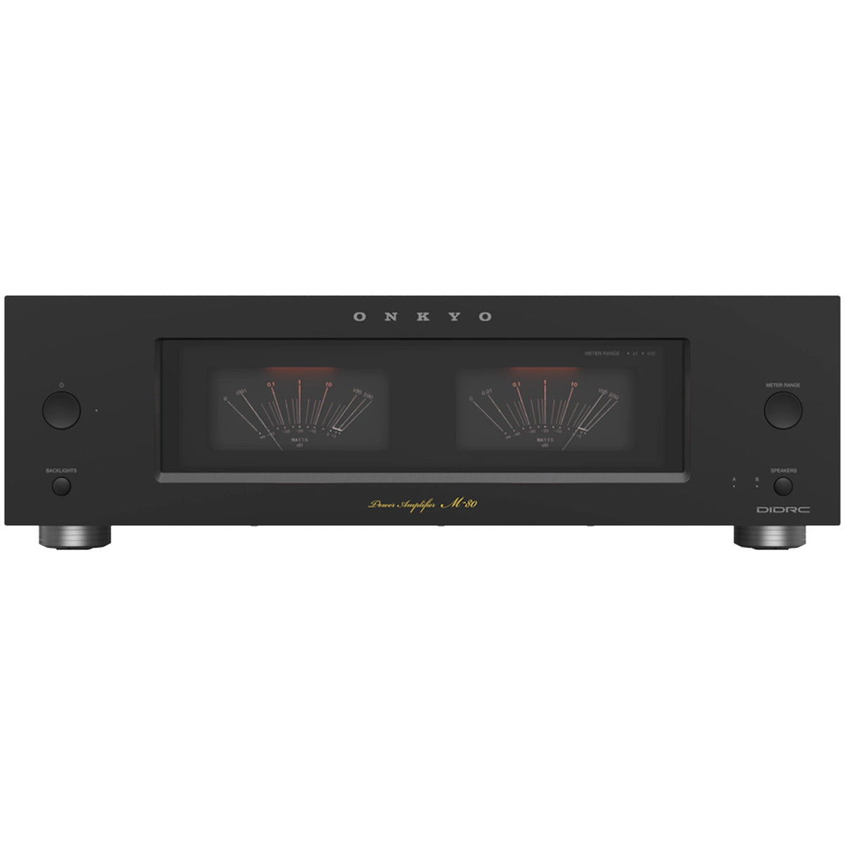 Onkyo Icon M-80 2-Channel HiFi Power Amplifier black front view