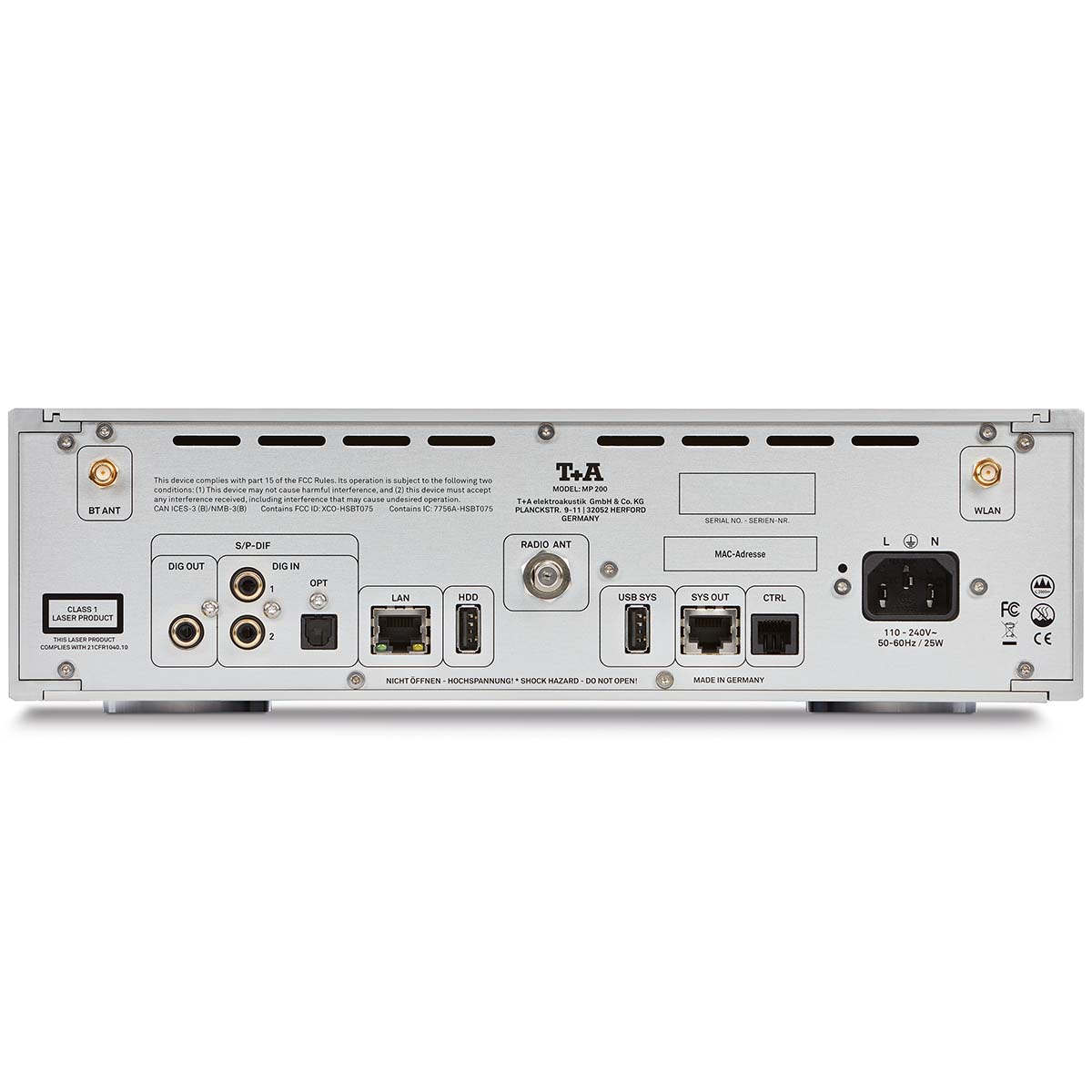T+A MP 200 G3 Multi-Source Streamer and CD-Player - Silver - rear view