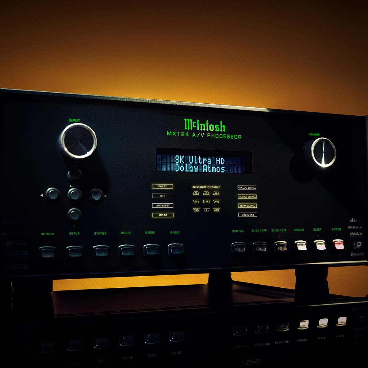McIntosh MX124 A/V Processor editorial photo front view angled right