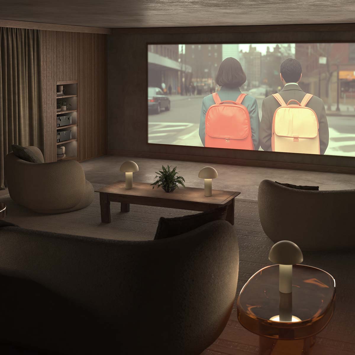 Marantz AMP20 Power Amplifier Marantz AV 20 Home Theater Processor - lifestyle of home theater with unit on shelf to left