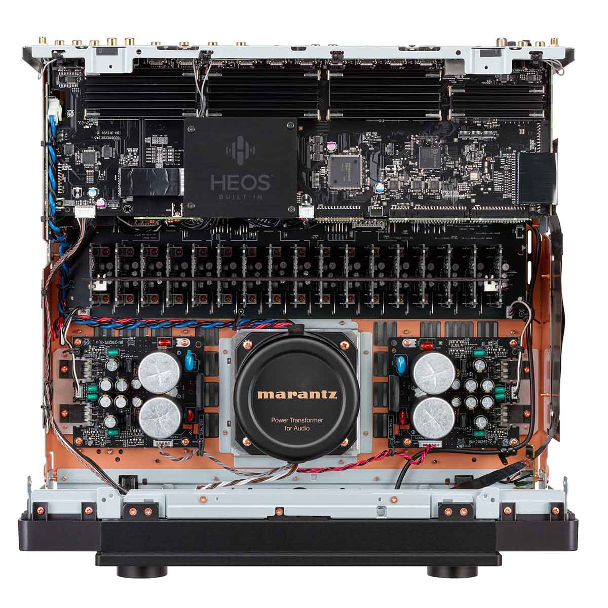 Marantz AV20 Home Theater Processor - top-down view with top panel removed showing internal components