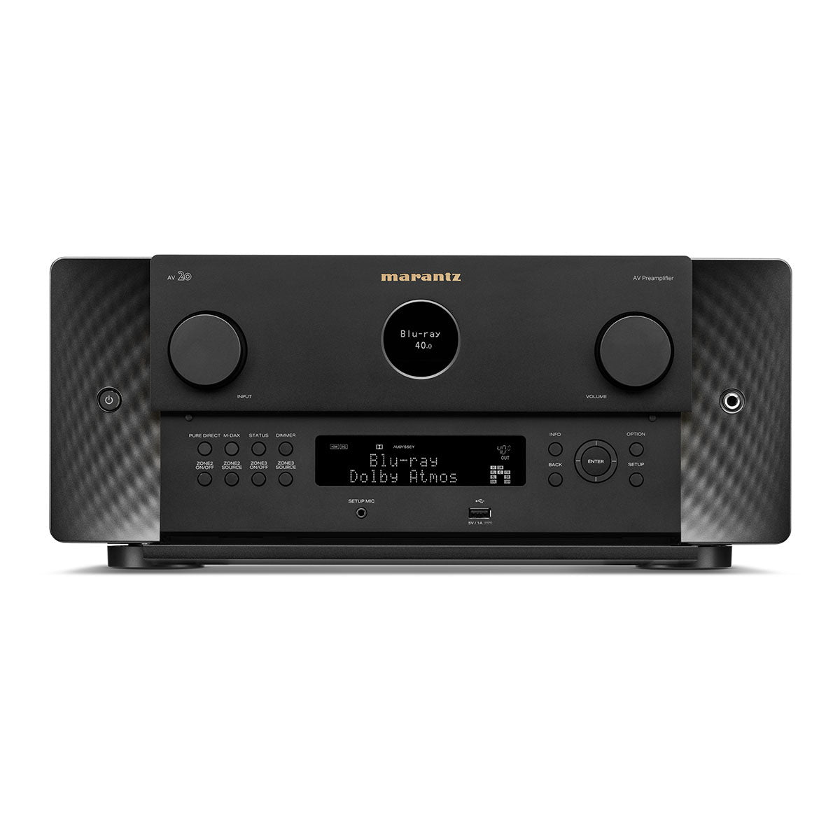 Marantz AV20 Home Theater Processor - front view with lower panel revealed