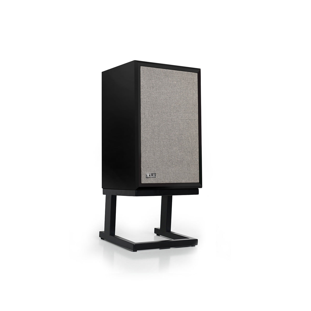 KLH Model Three Acoustic Suspension Loudspeakers - single black speaker angled right with grille