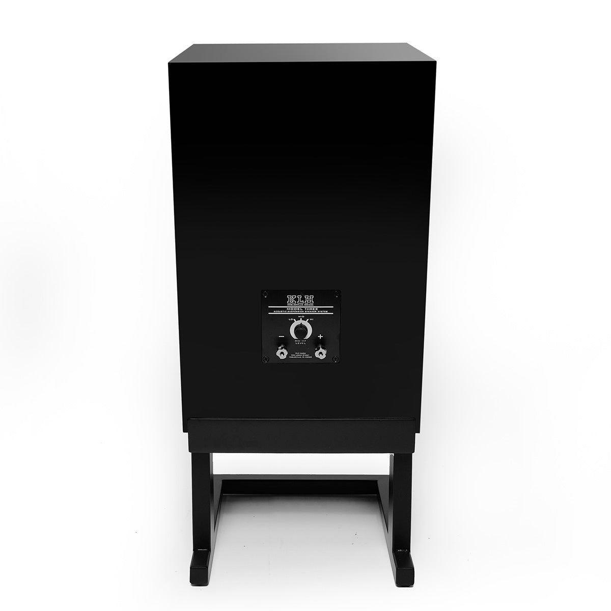 KLH Model Three Acoustic Suspension Loudspeakers - single black speaker rear view