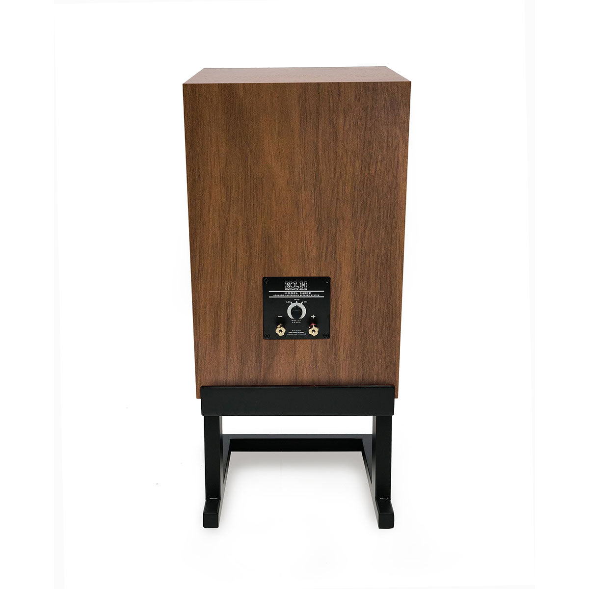 KLH Model Three Acoustic Suspension Loudspeakers - single walnut speaker rear view